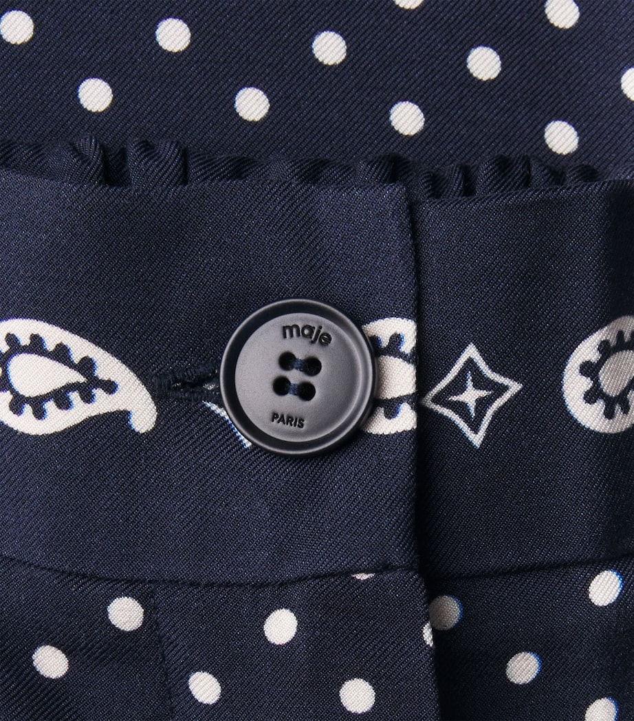 Maje Womens Printed Wide-Leg Trousers Navy Polka Dot Image 6