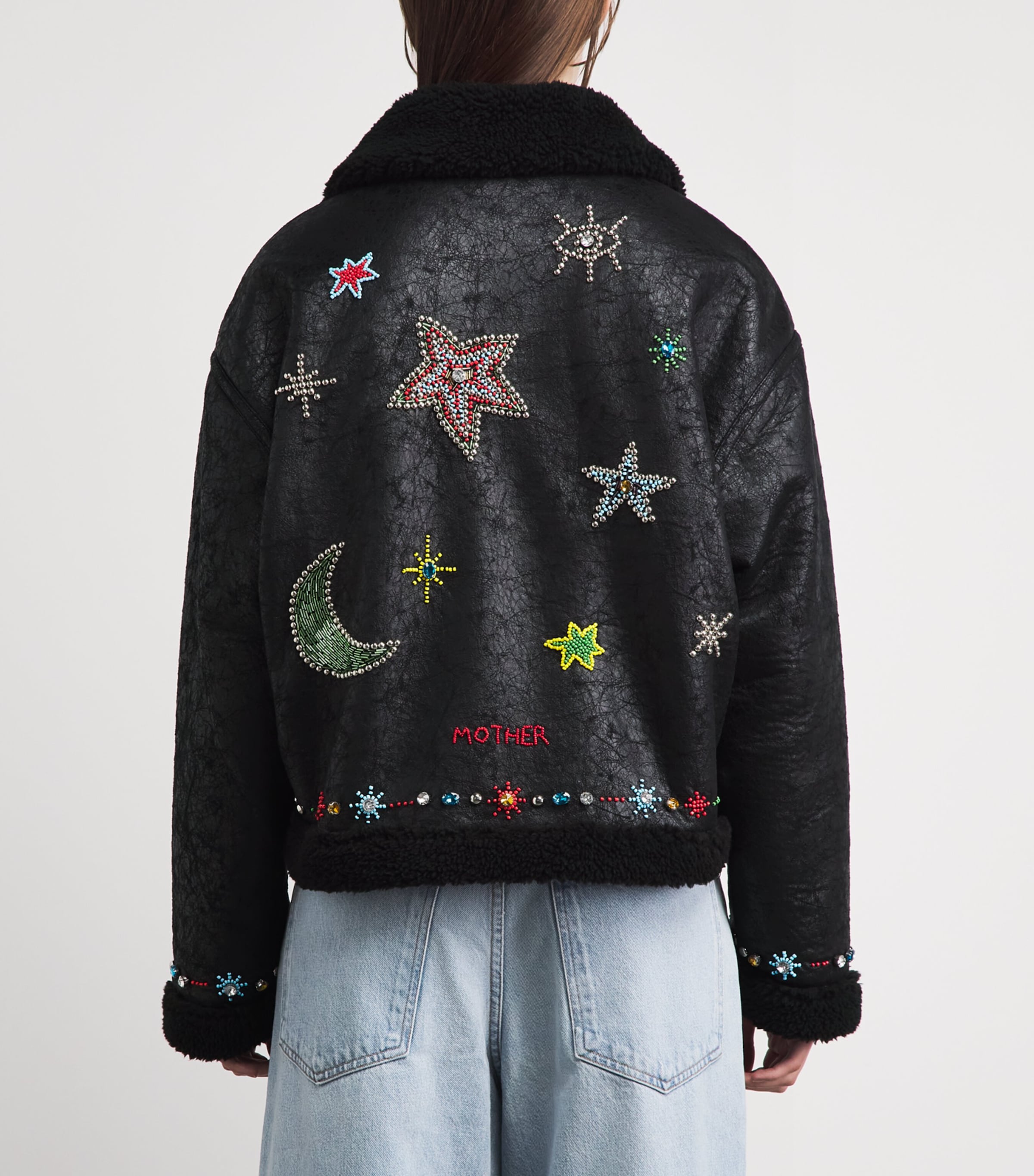MOTHER Womens Beaded The Strappy Brrly Jacket Mercury In Rtrograde Image 5