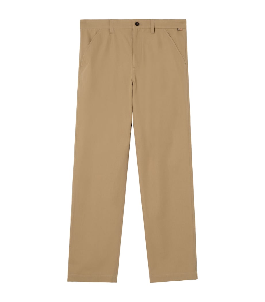 Burberry Mens Cotton Twill Chinos Sparrow Beige Image 1