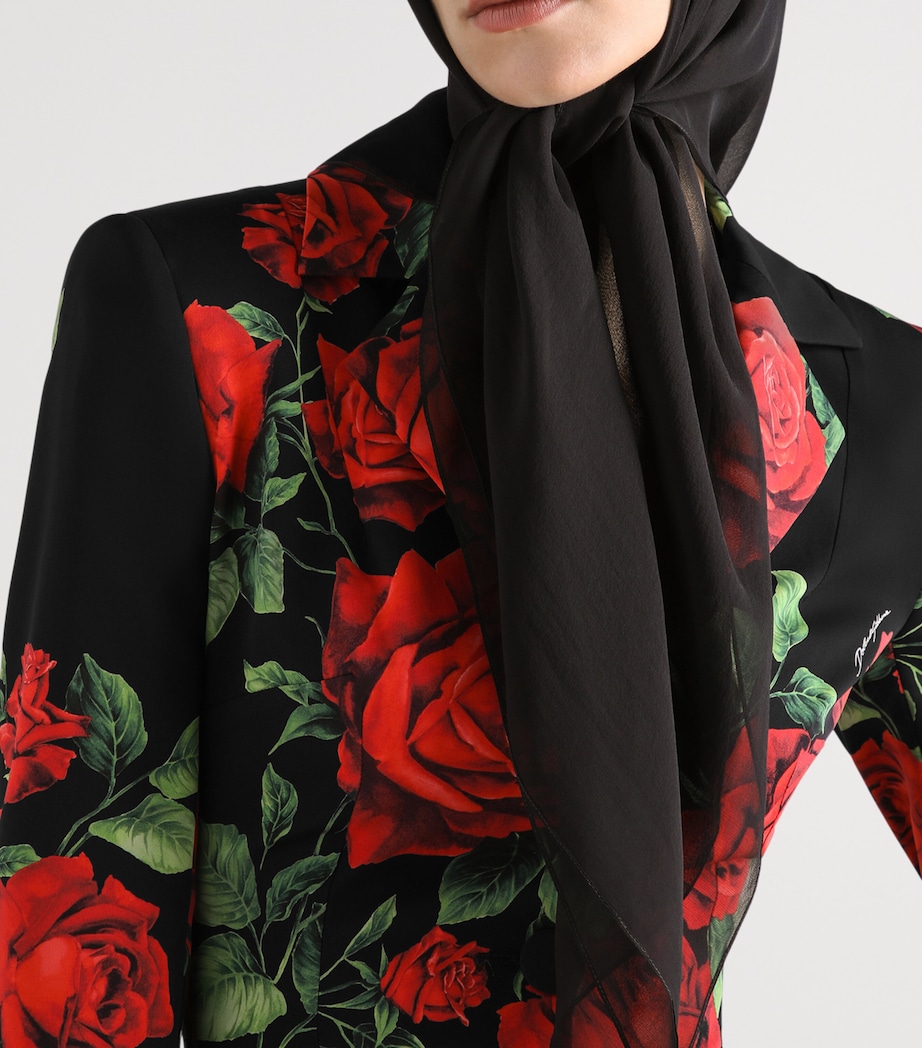Dolce&Gabbana Womens Silk-Blend Floral Print Blazer Rose Rosse F Image 5
