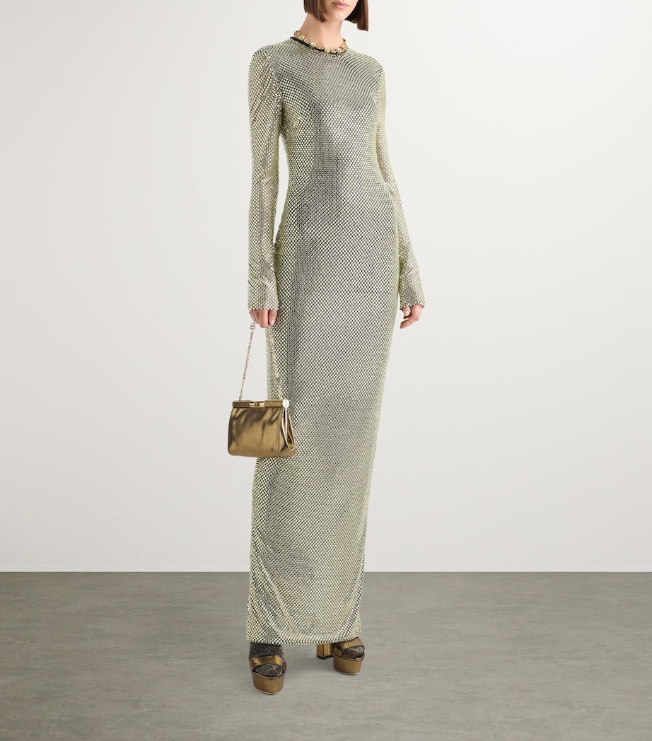 Dolce&Gabbana Womens Crystal-Embellished Maxi Dress Gold Image 2