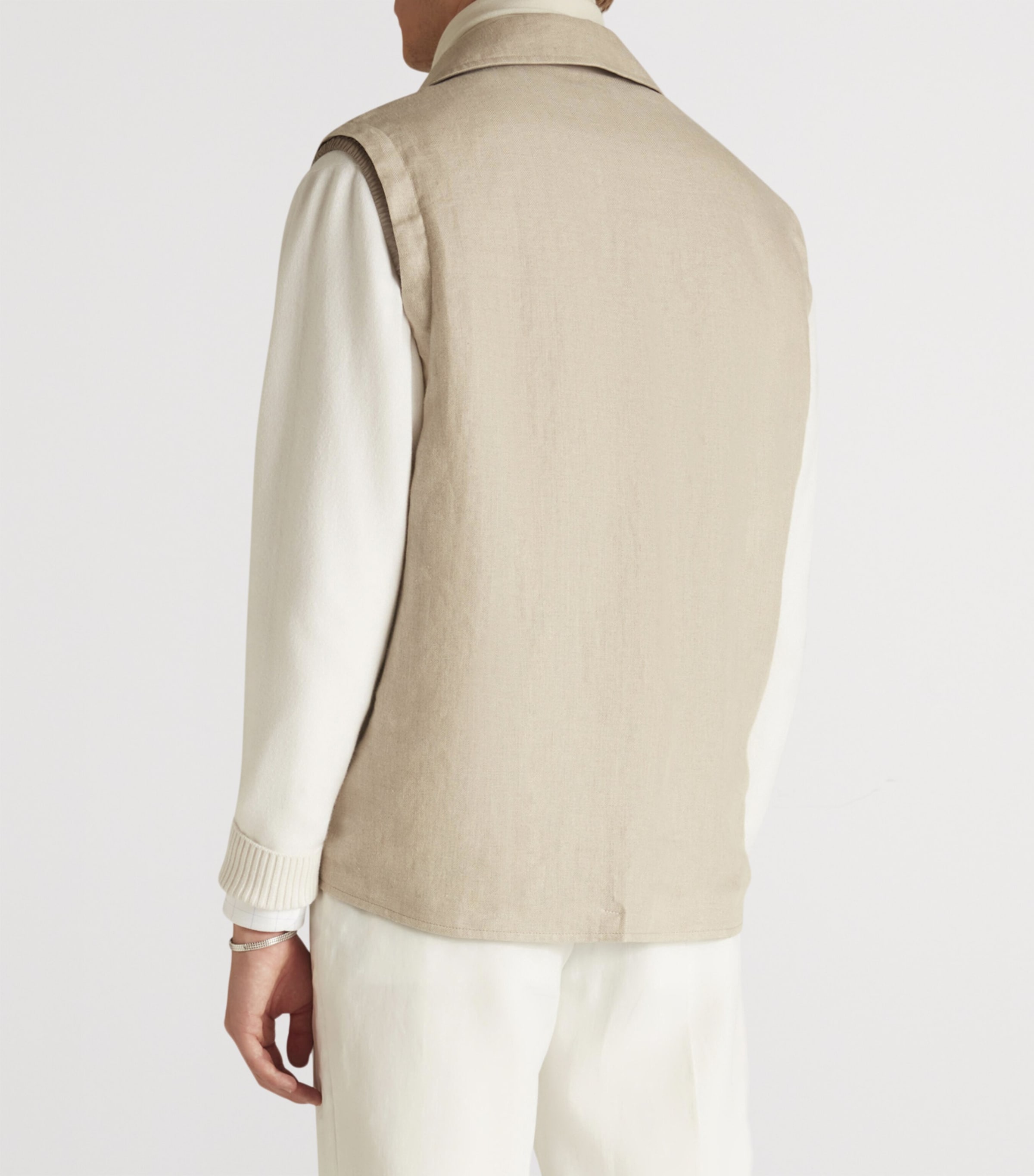 Linen Reversible Gilet 281SAND Image 5