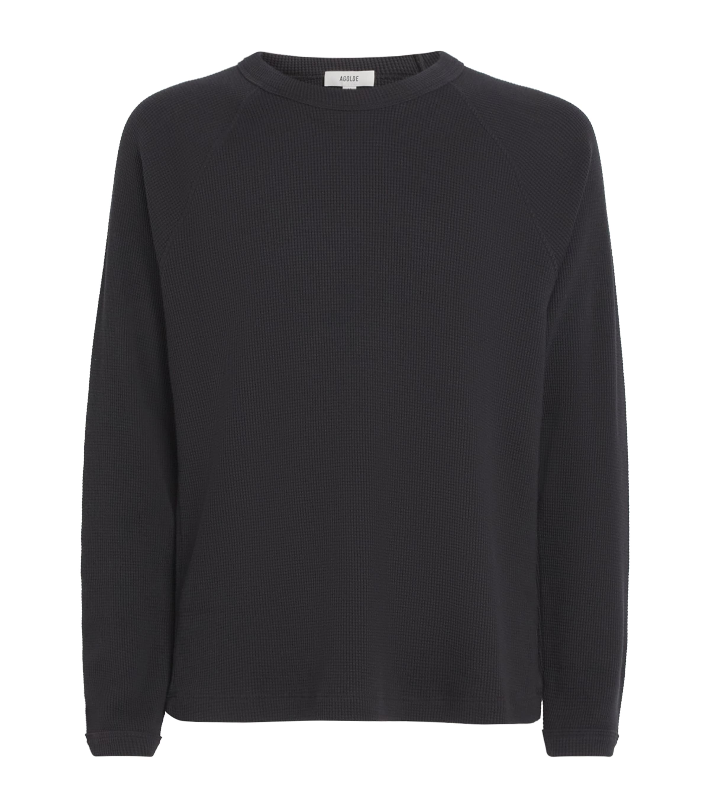 Cotton-Blend Payson Waffle T-Shirt BLK Image 1