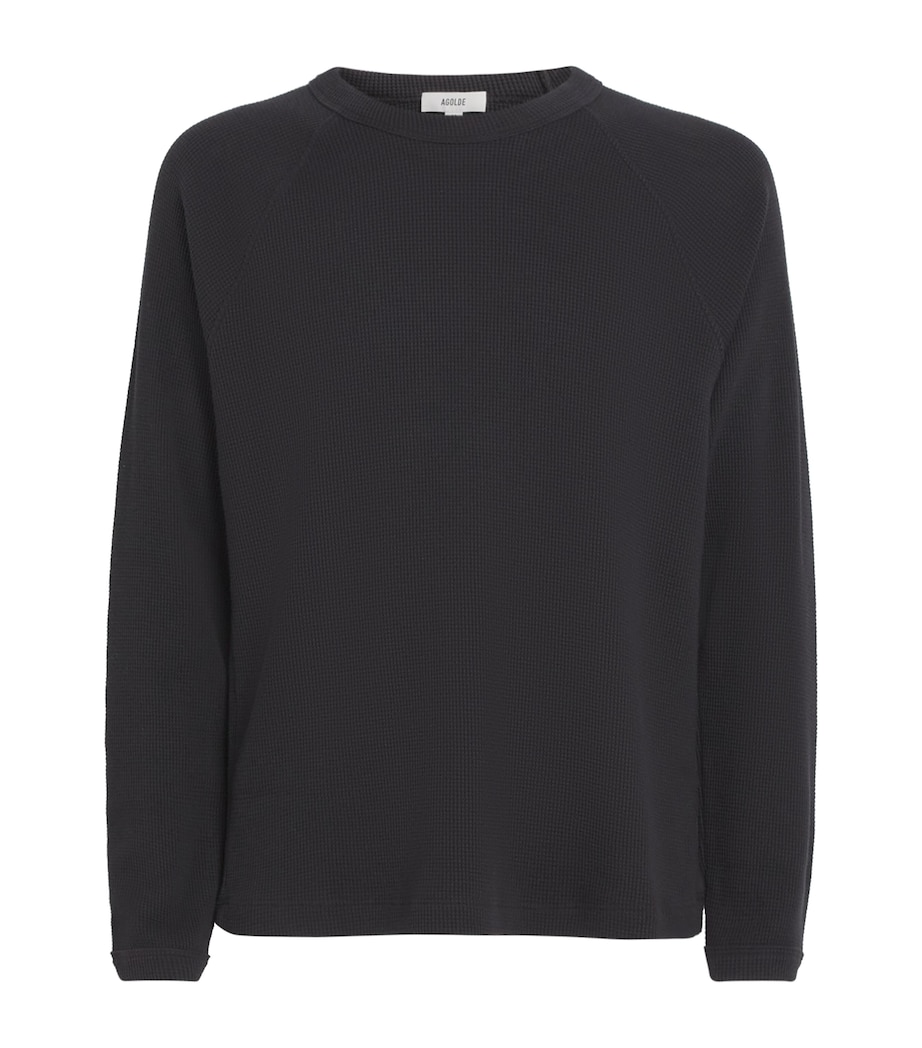 Cotton-Blend Payson Waffle T-Shirt BLK Image 1