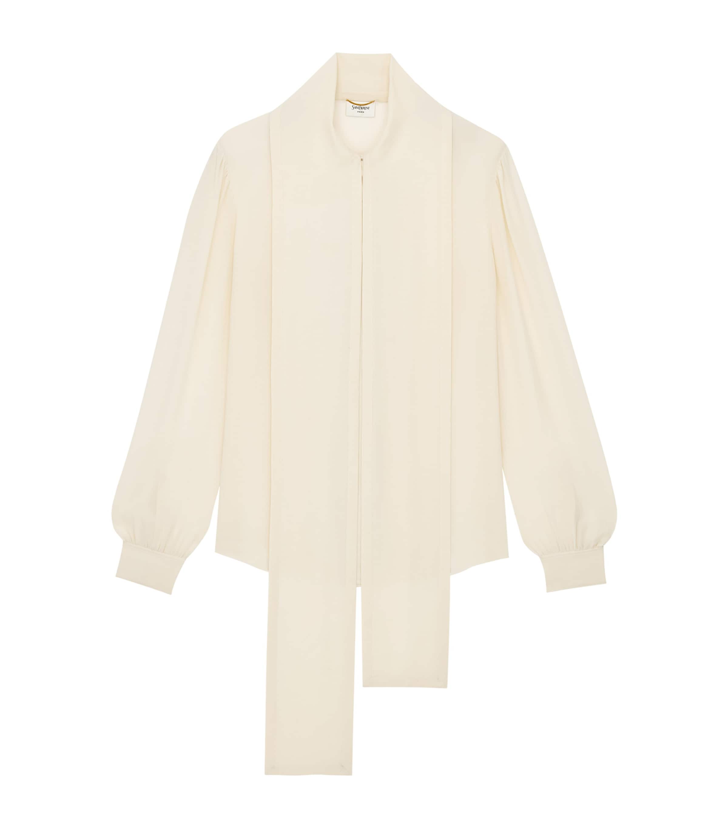 Saint Laurent Womens Silk Pussybow Blouse Image 3