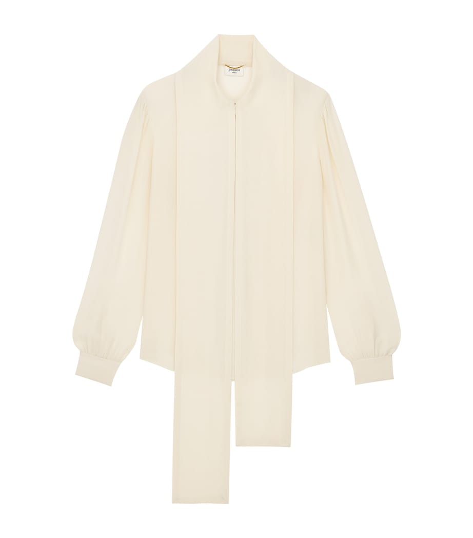 Saint Laurent Womens Silk Pussybow Blouse Image 3