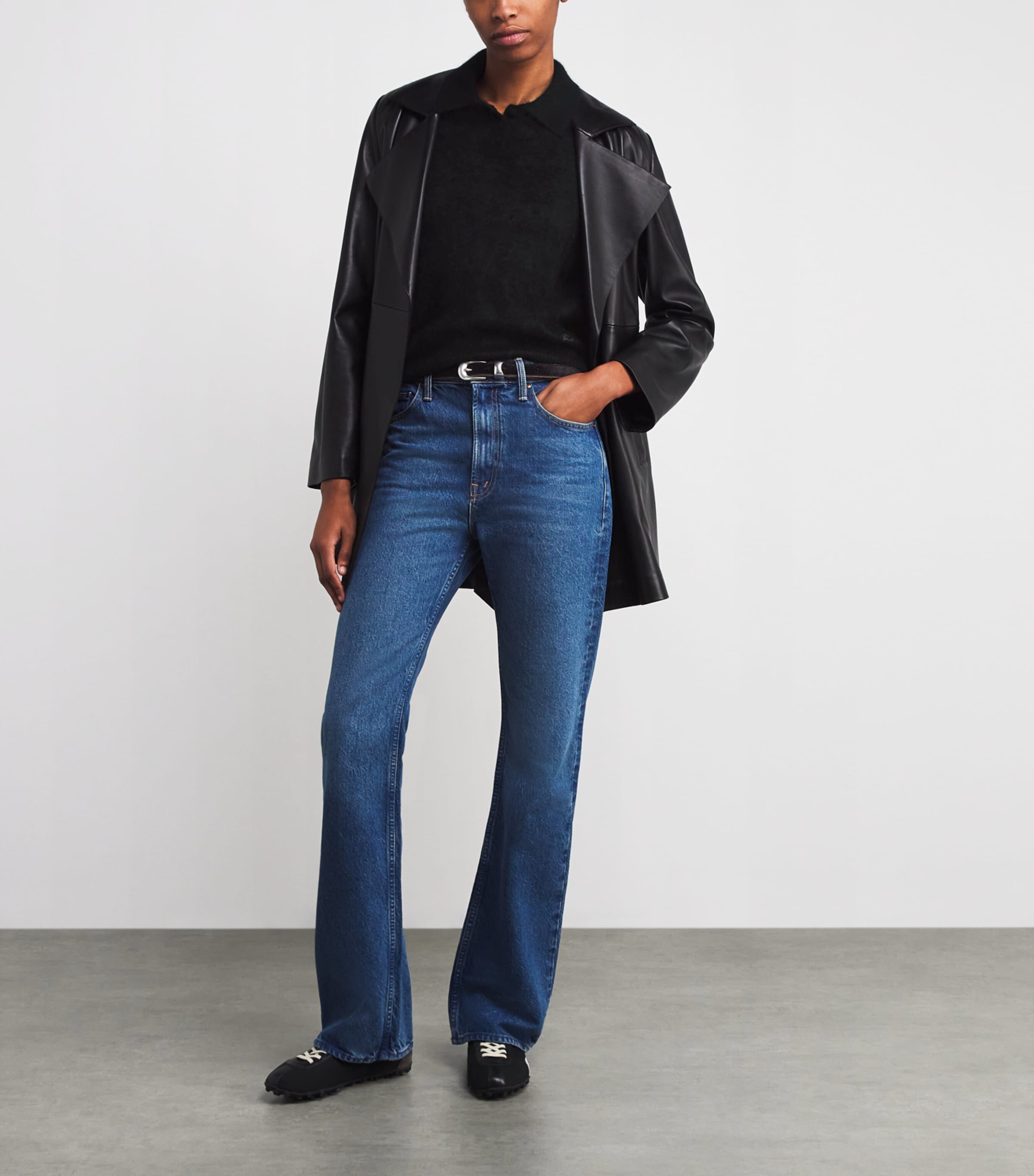 Brushed Cashmere Jada Short-Sleeve Sweater BLACK Image 2