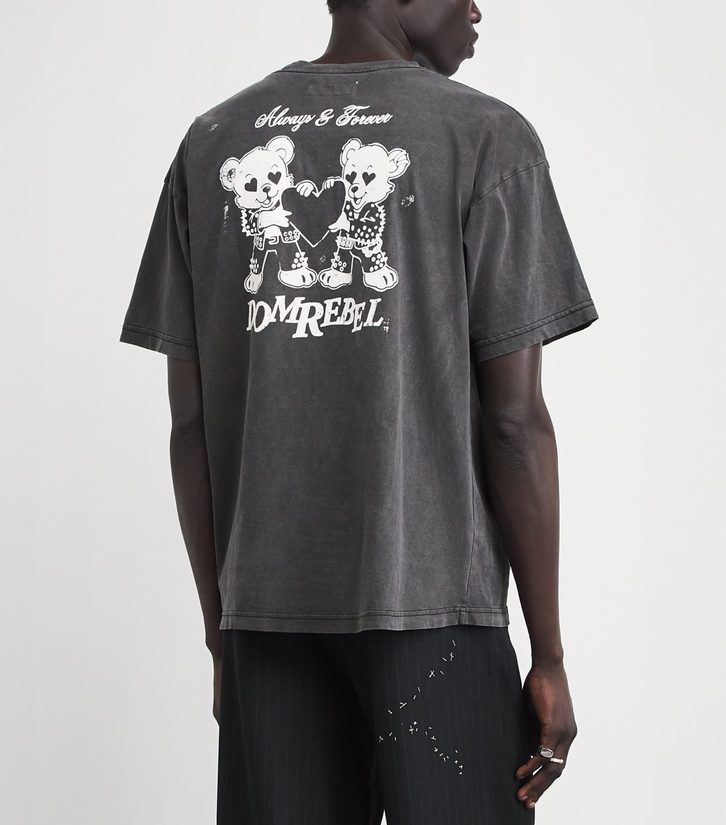 DOMREBEL Mens Cotton I Love Me T-Shirt Faded Black Image 5