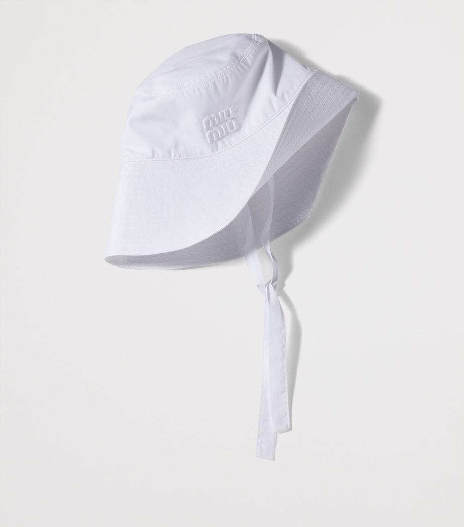 Miu Miu Cotton Logo Bucket Hat White Image 2