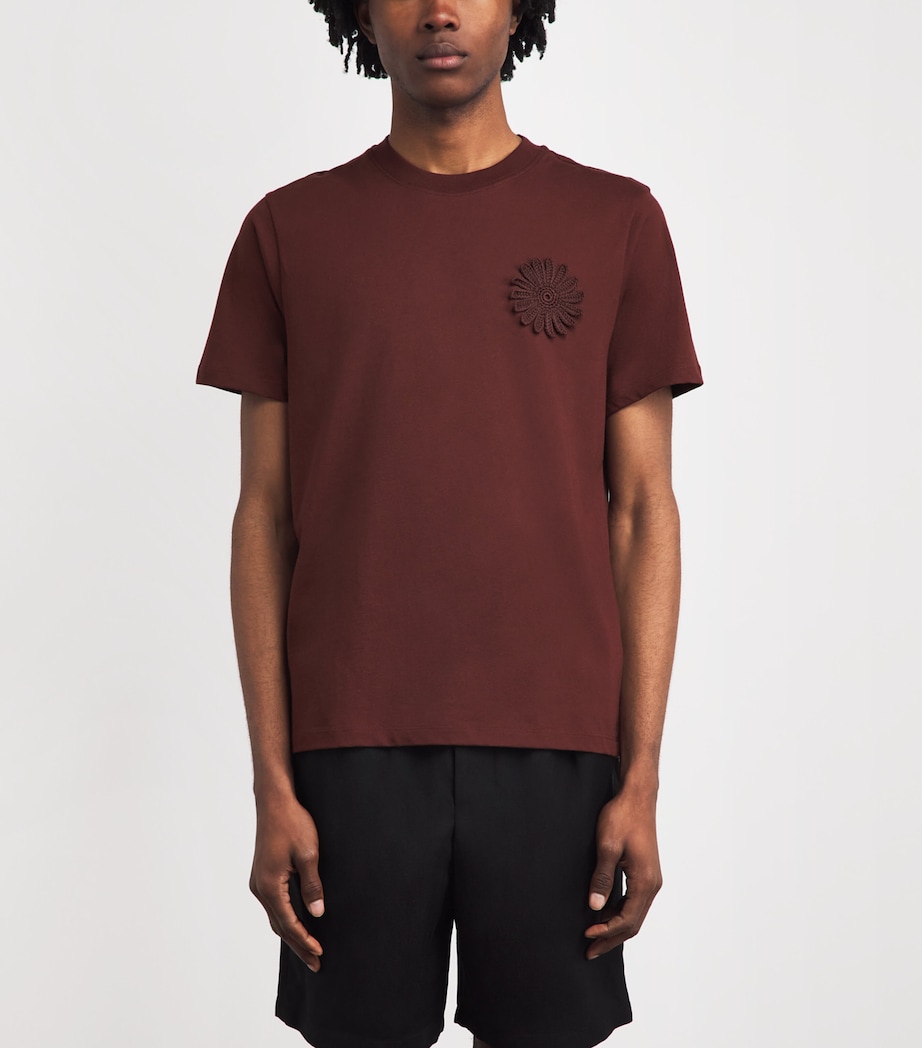 Sandro Paris Mens Cotton Crochet T-Shirt Chocolate Image 4