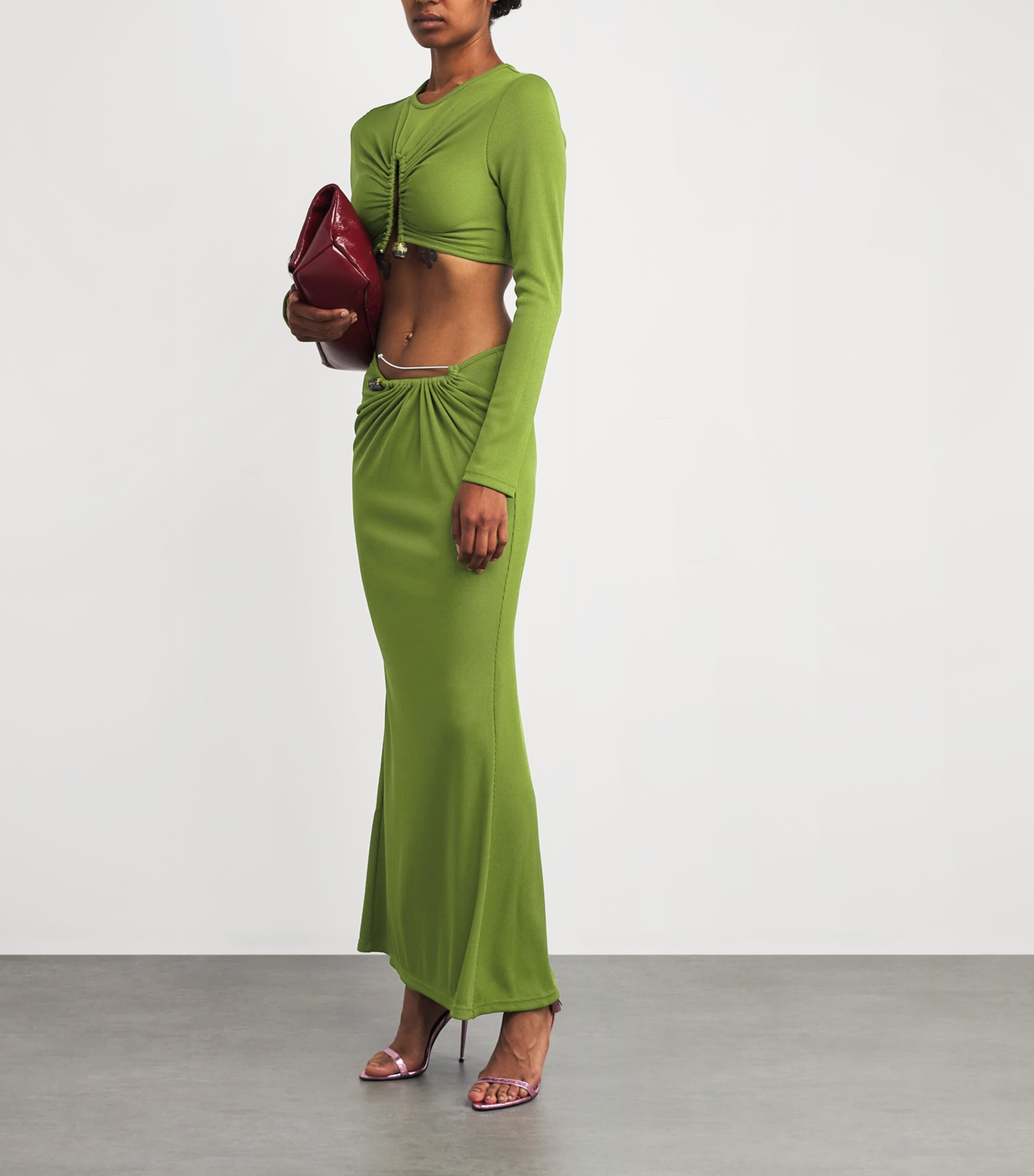 Pin-Gathered Maxi Skirt CACTUS Image 2