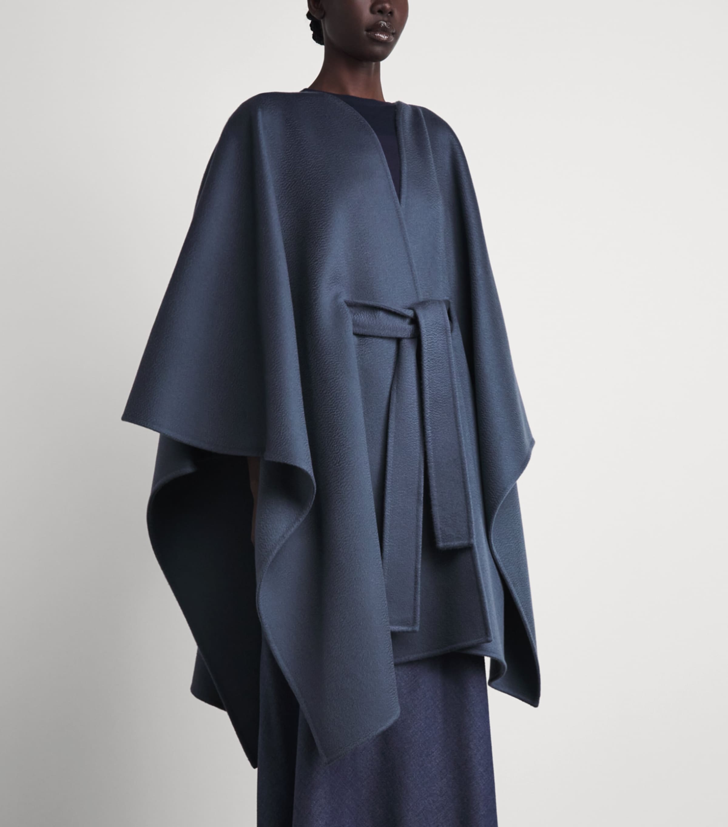 Colombo Womens Cashmere Cape Blue Denim Image 4