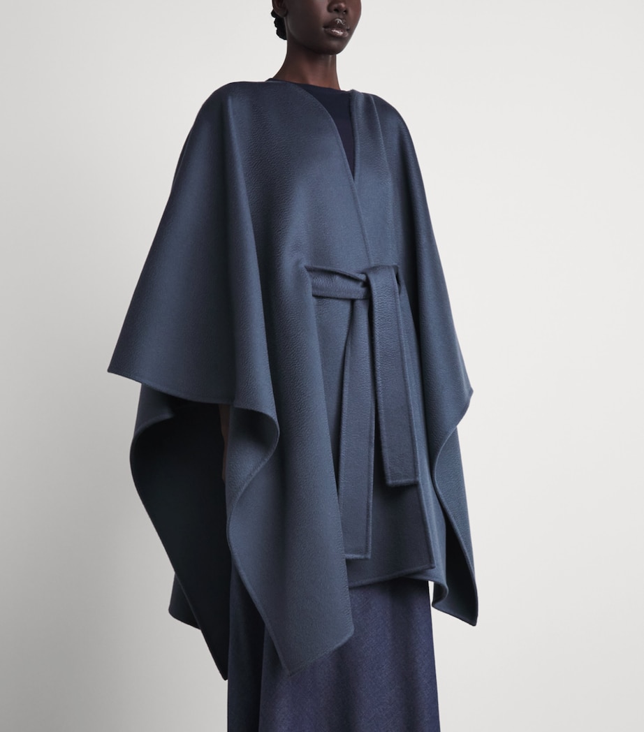 Colombo Womens Cashmere Cape Blue Denim Image 4