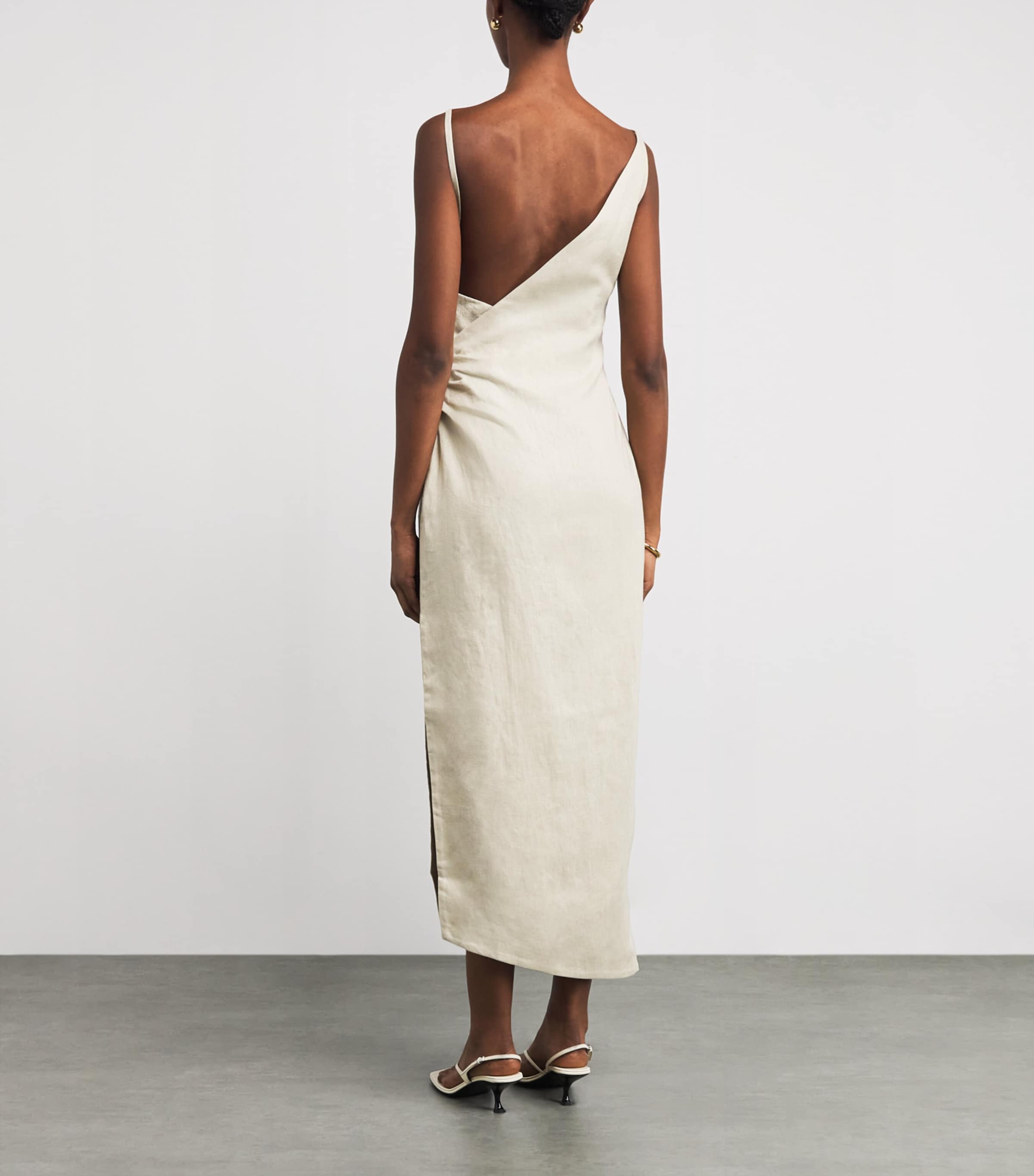 Linen Raquel Midi Dress WHEAT Image 3