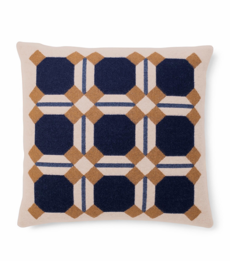 Wool-Cashmere Deco 004 Cushion (50cm x 50cm) 8E30 - BLUE/CREAM Image 3