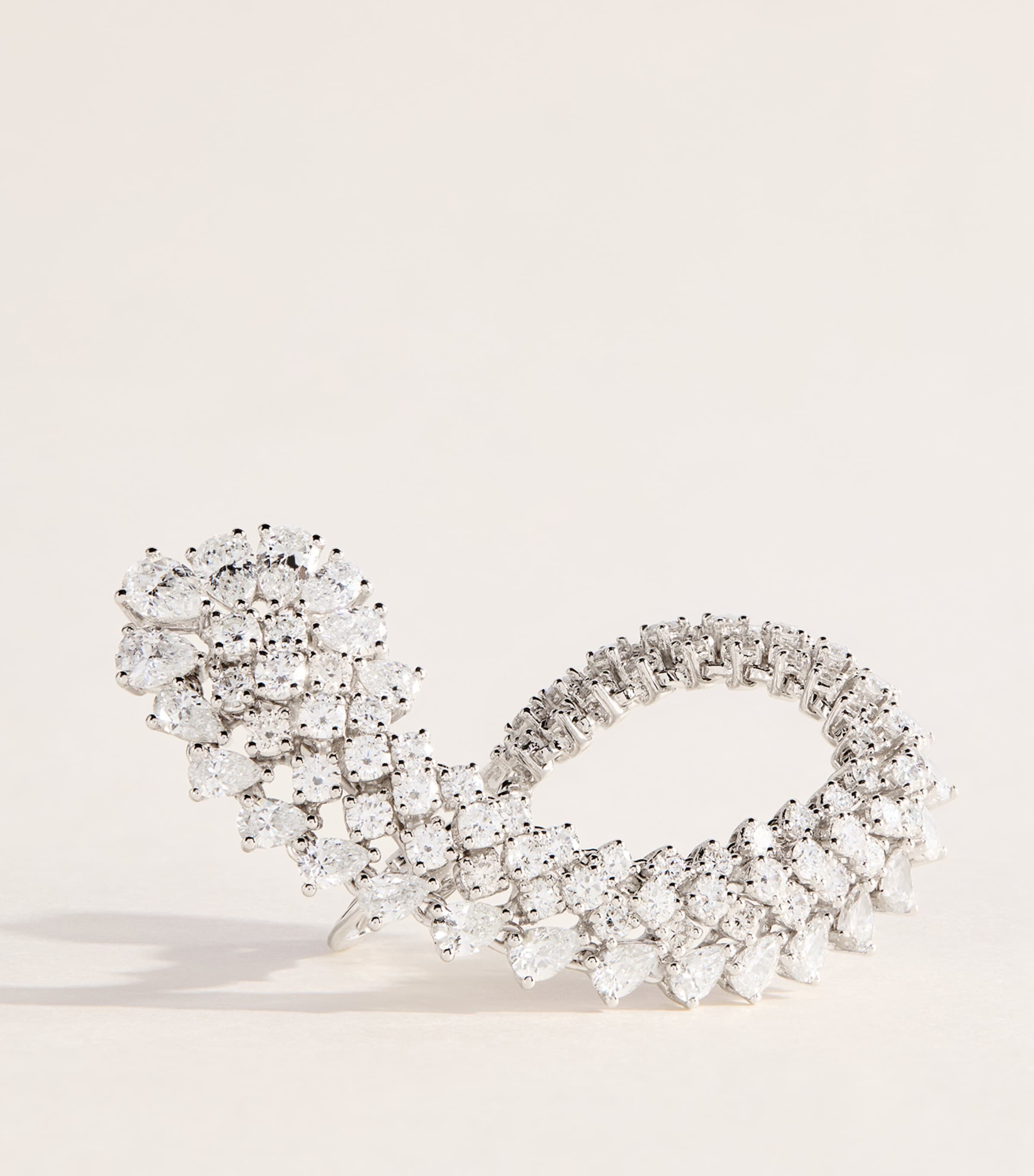 Yeprem White Gold and Diamond Y-Conic Hoop Earrings White Gold Image 4