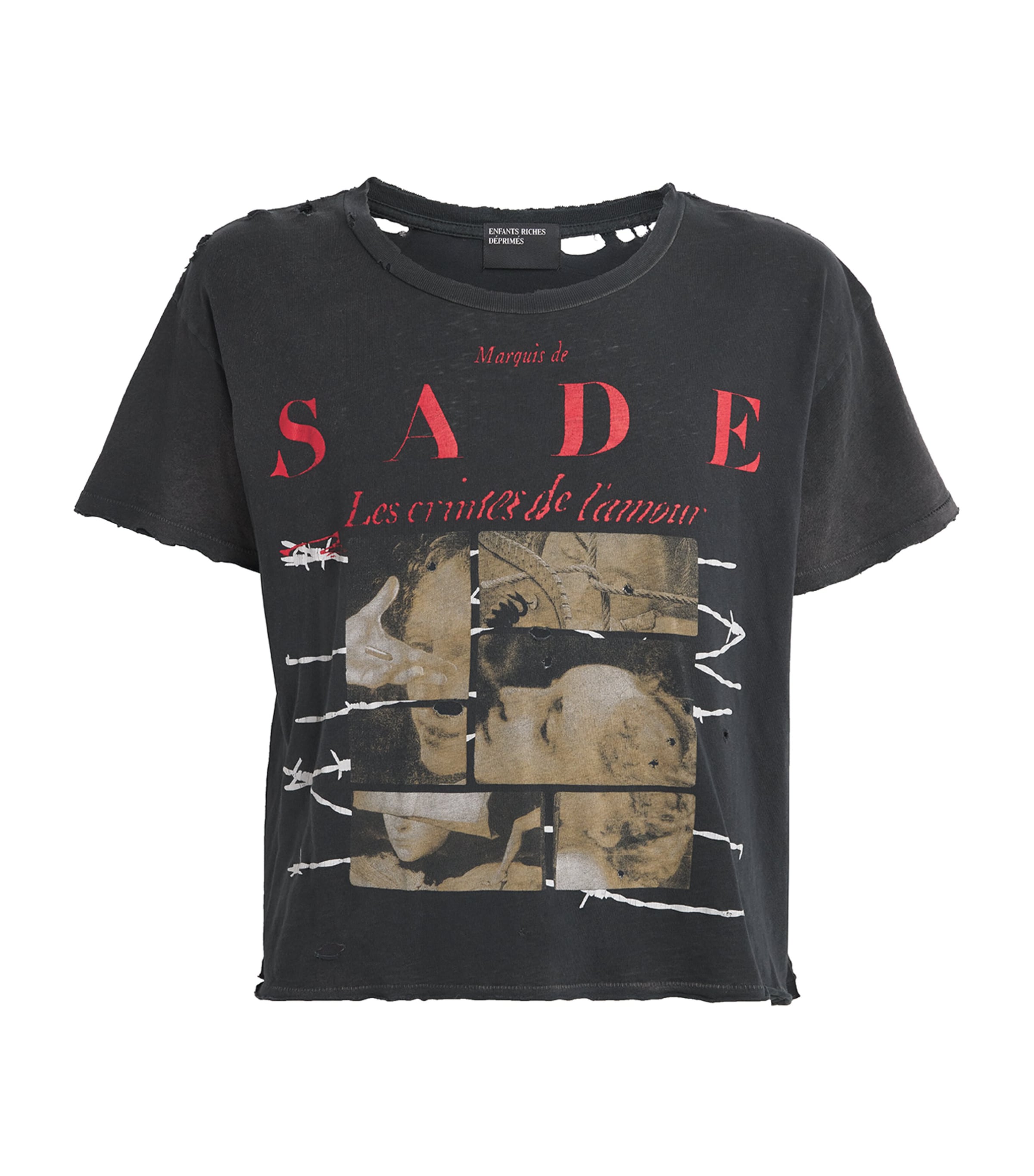 Distressed Les Crimes De L’Amour T-Shirt THRASHED BLACK Image 1