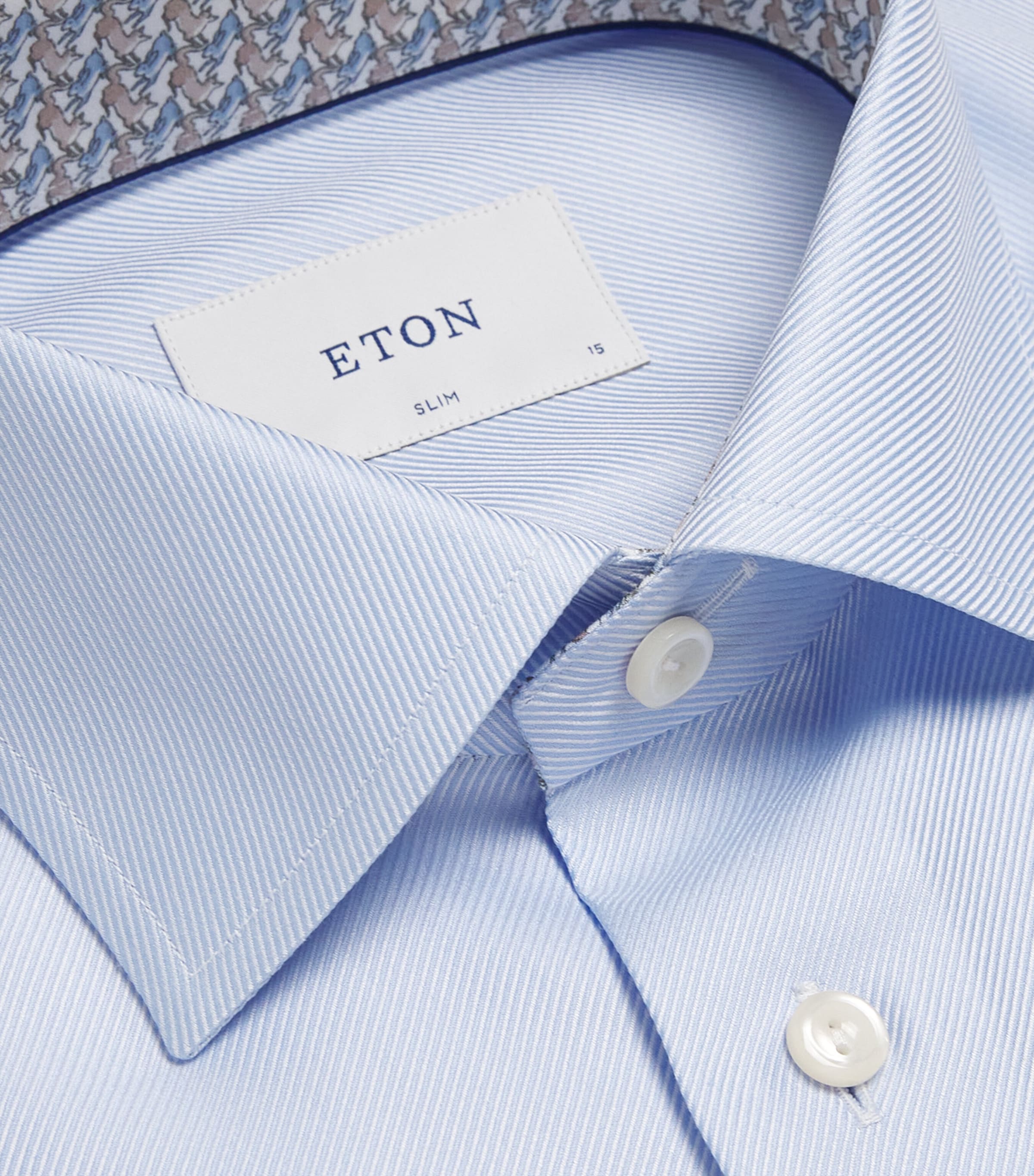 Eton Mens Cotton Twill Dress Shirt Light Blue Image 5