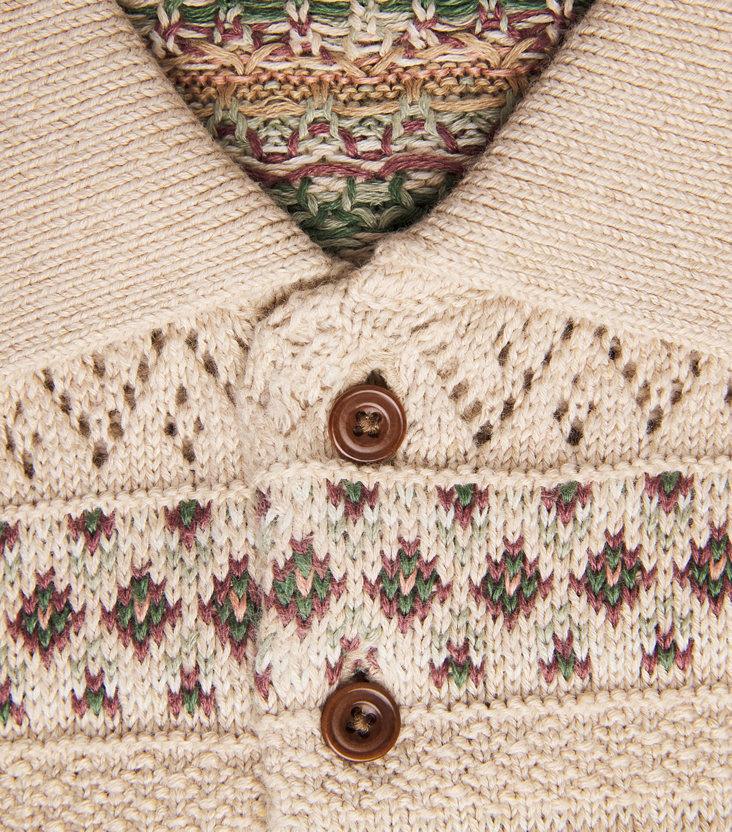 Polo Ralph Lauren Mens Linen-Cotton Fair Isle Polo Sweater Tan Combo Image 6