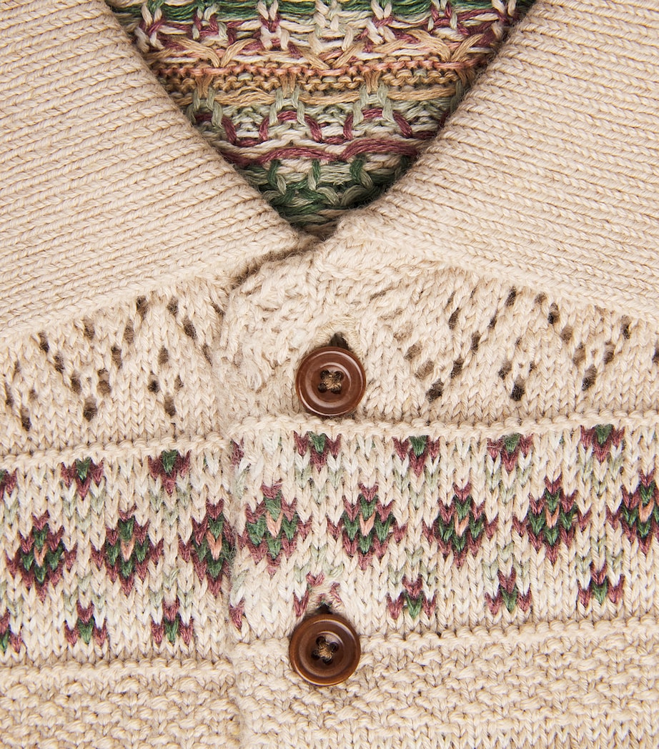 Polo Ralph Lauren Mens Linen-Cotton Fair Isle Polo Sweater Tan Combo Image 6