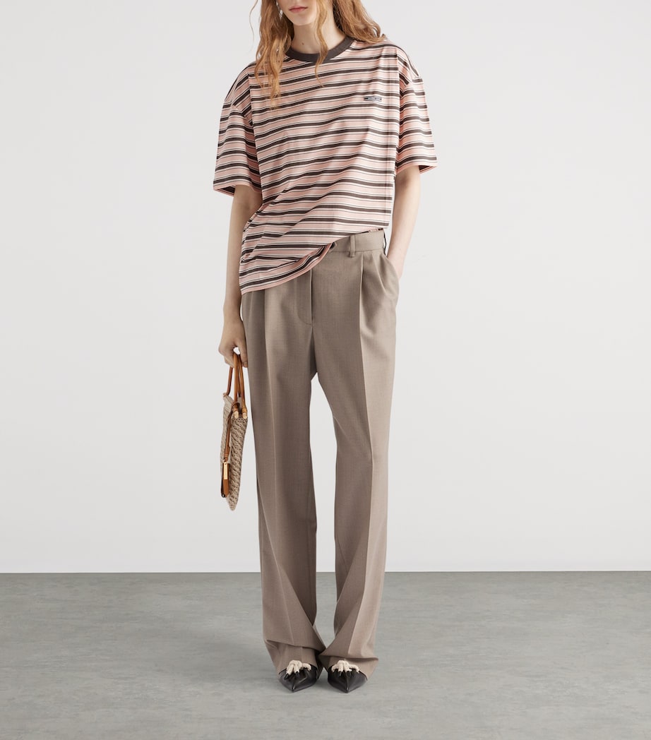 Prada Womens Cotton Stripe Lisle T-Shirt Image 2