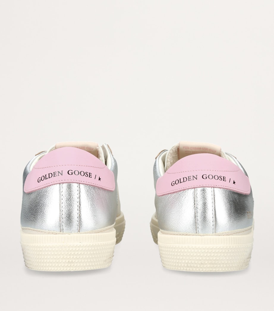 Golden Goose Leather May School Sneakers Silver Com Image 2
