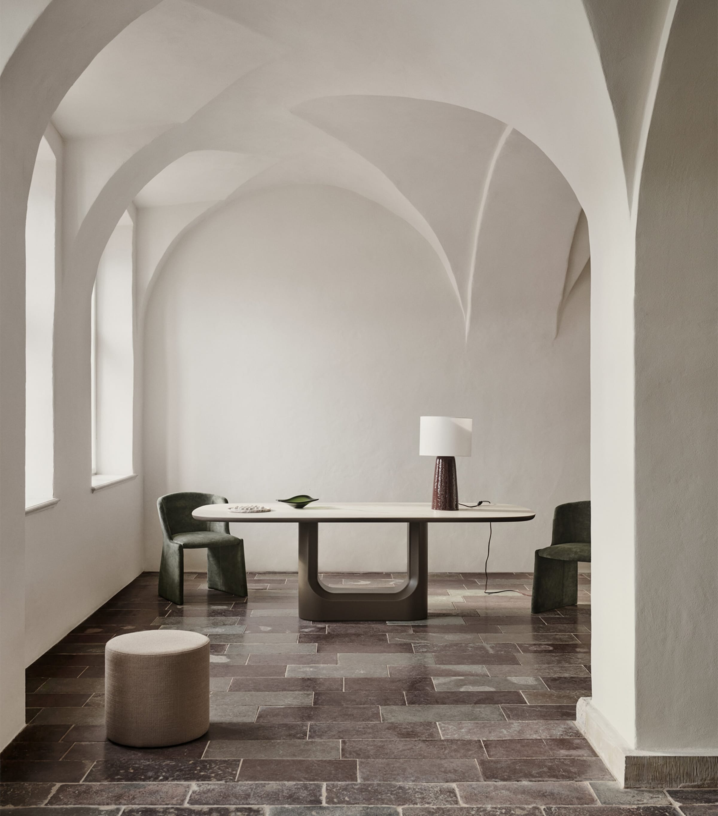 BoConcept Ceramic Volterra Dining Table White / Warm Beige Image 4