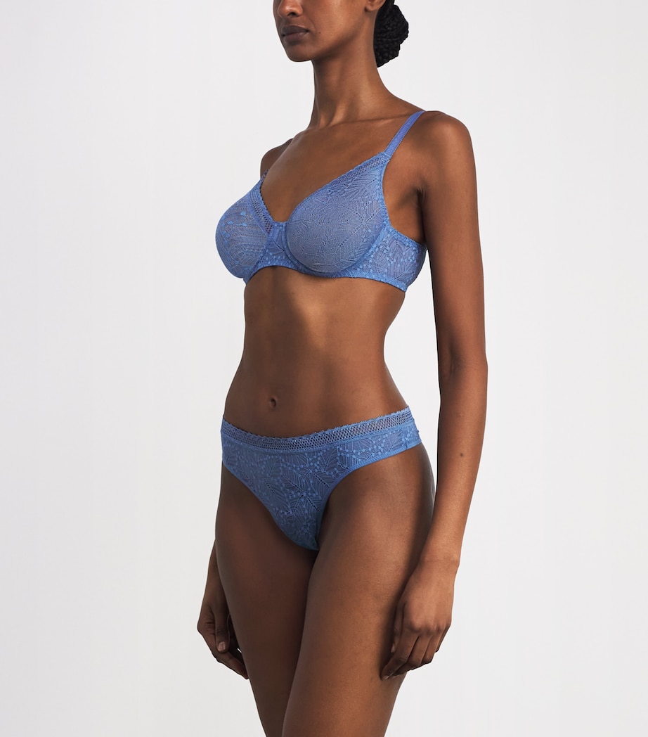 Simone Perele Womens Lace Comète Tanga Thong Chambray Bl Image 2