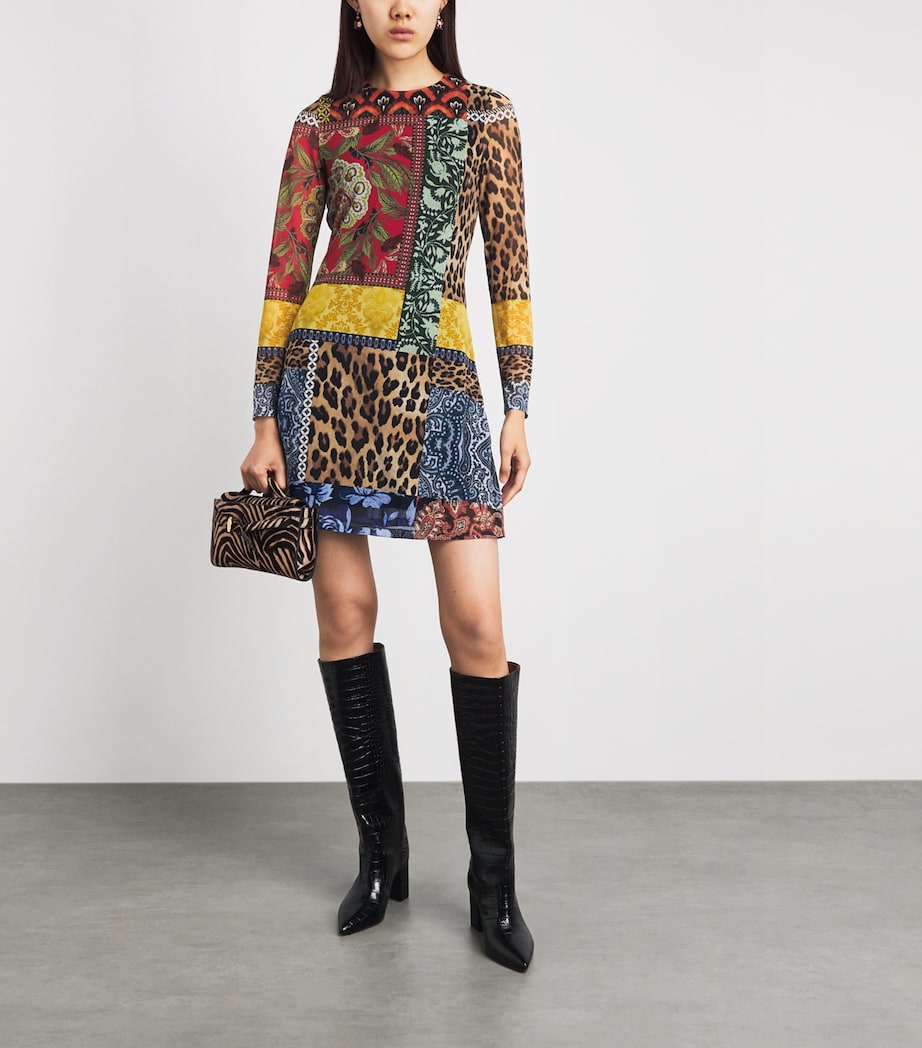 Alice+Olivia Womens Mesh Patchwork Delora Mini Dress Off The Grid Lg Image 2