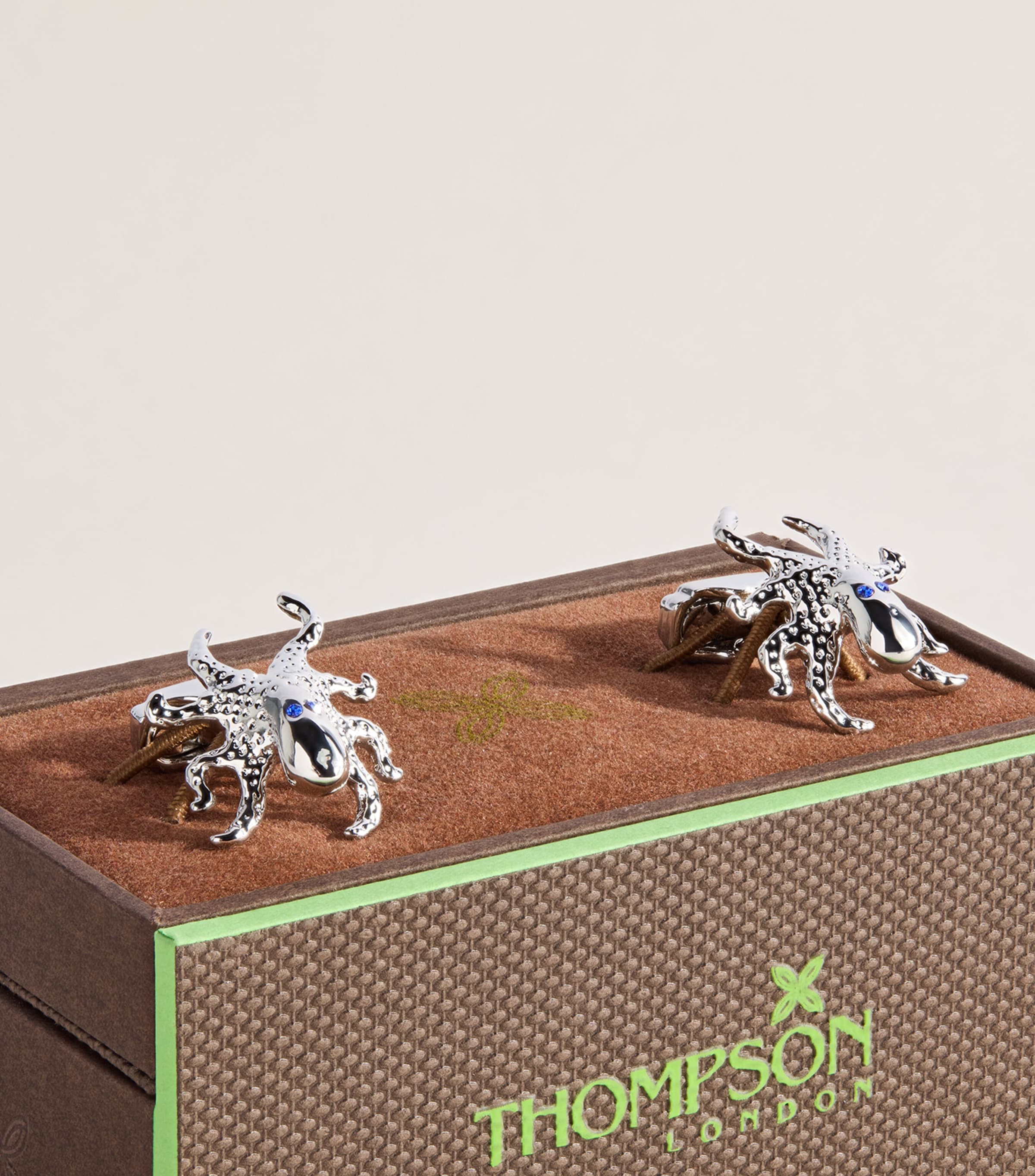 Tateossian Thompson Palladium-Plated Octopus Cufflinks Blue Image 3