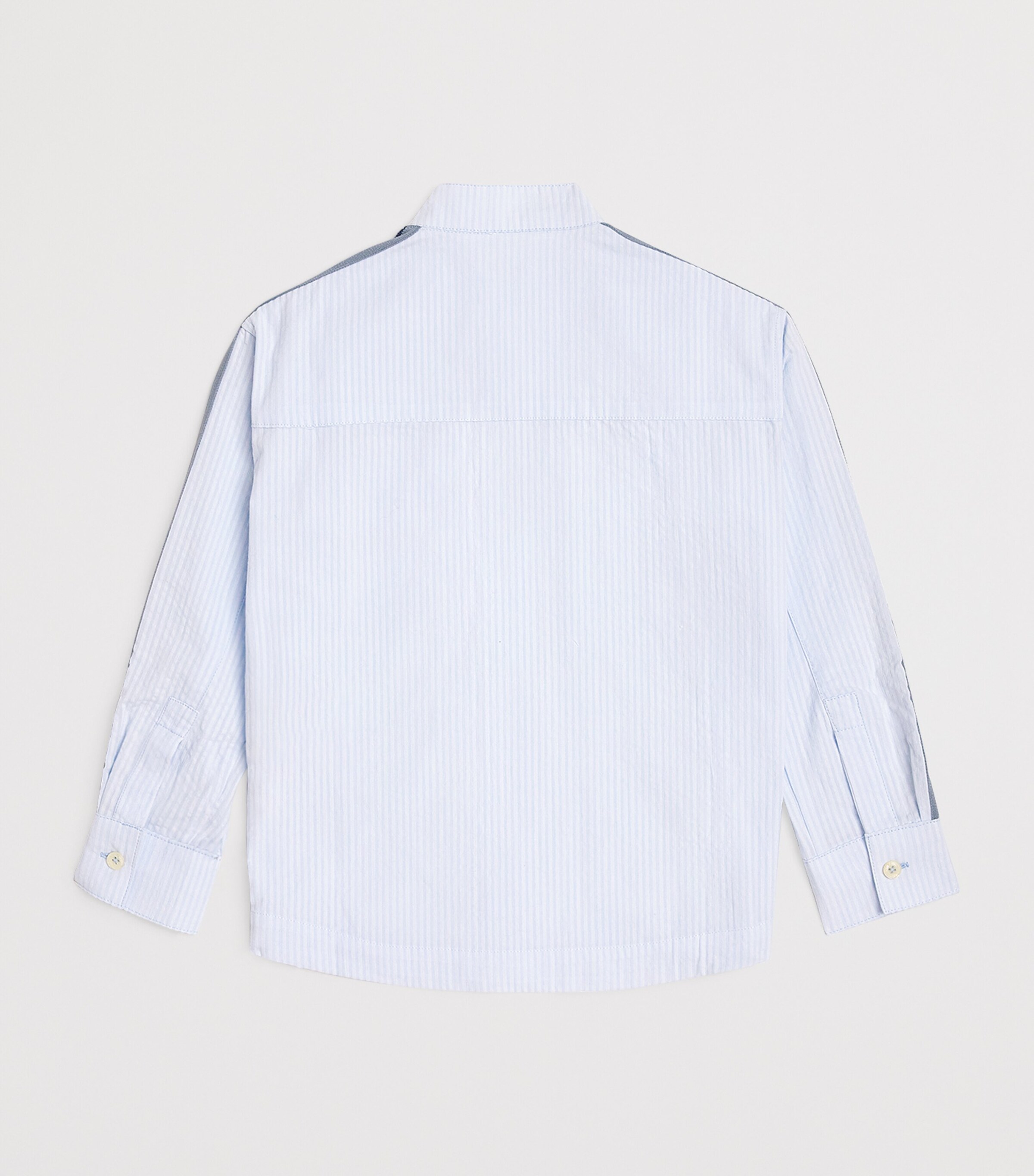 Palm Angels Kids Cotton Seersucker Korean-Collar Track Shirt Bimbo/bby Blu Image 2