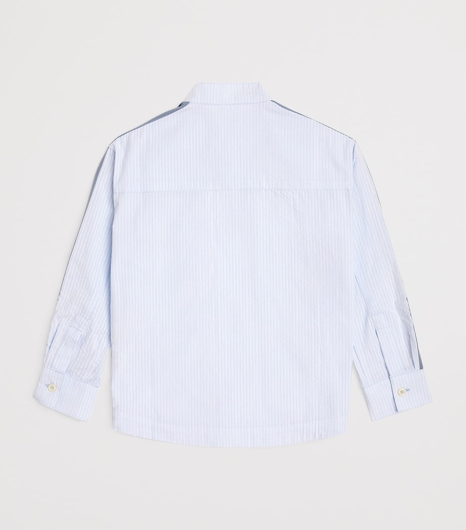 Palm Angels Kids Cotton Seersucker Korean-Collar Track Shirt Bimbo/bby Blu Image 2