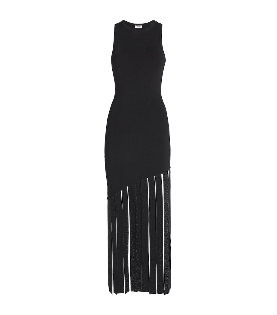 Fringed Maxi Dress BLACK Image 1