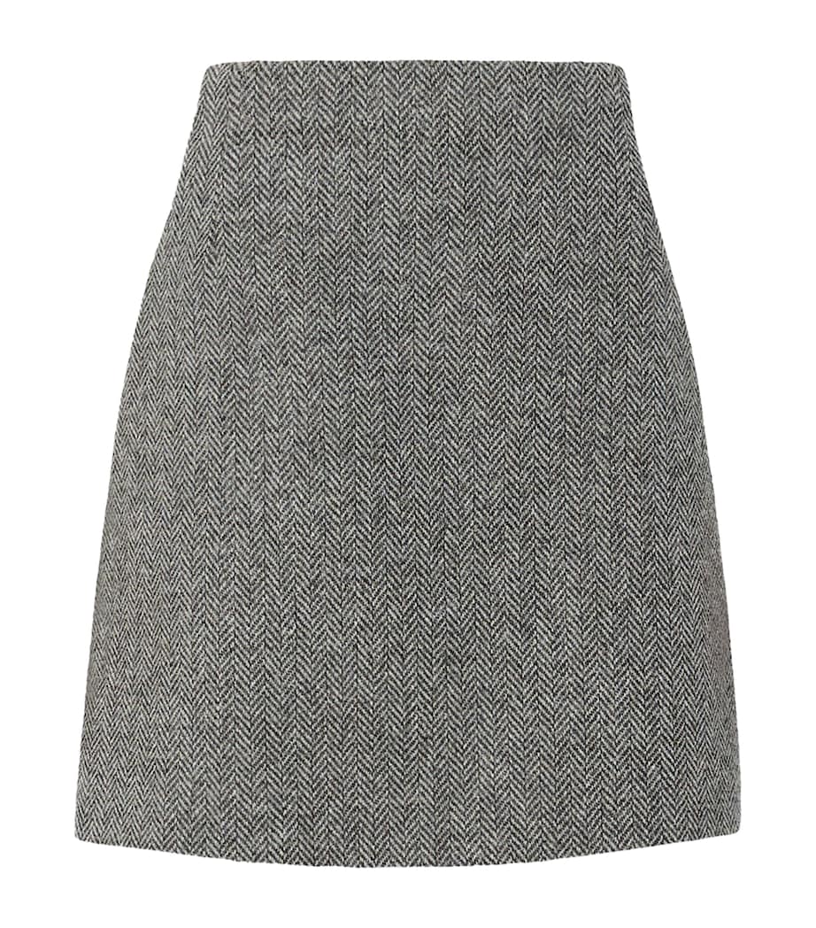 Weekend Max Mara Womens Virgin Wool Herringbone Mini Skirt Dark Grey Image 1