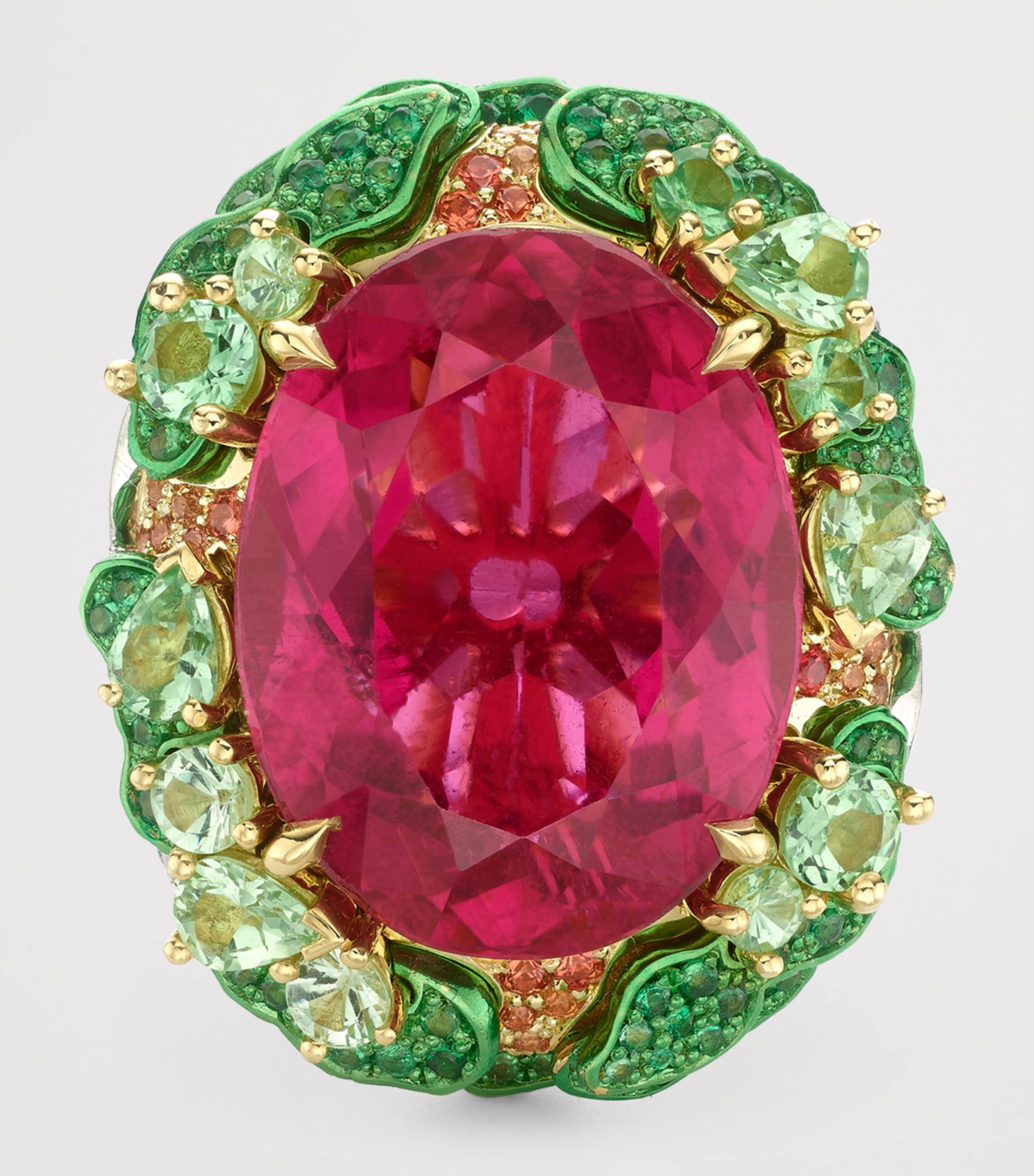 Yellow Gold, Diamond, Tourmaline, Sapphire and Tsavorite Sunset Inside Africa Ring YELLOW GOLD Image 3