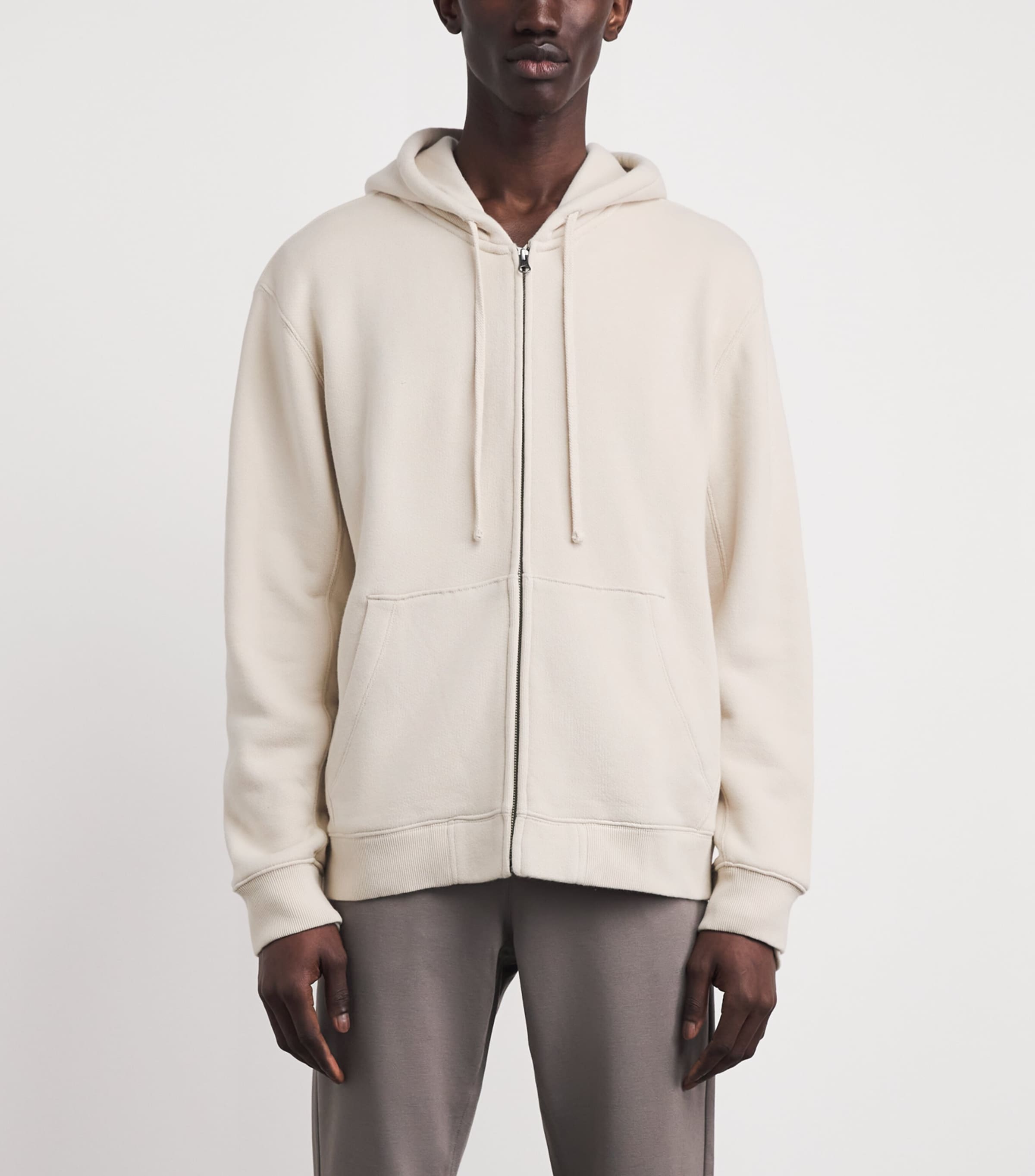 PAIGE Mens Avon Zip-Up Hoodie Washed Vanilla Bean Image 4