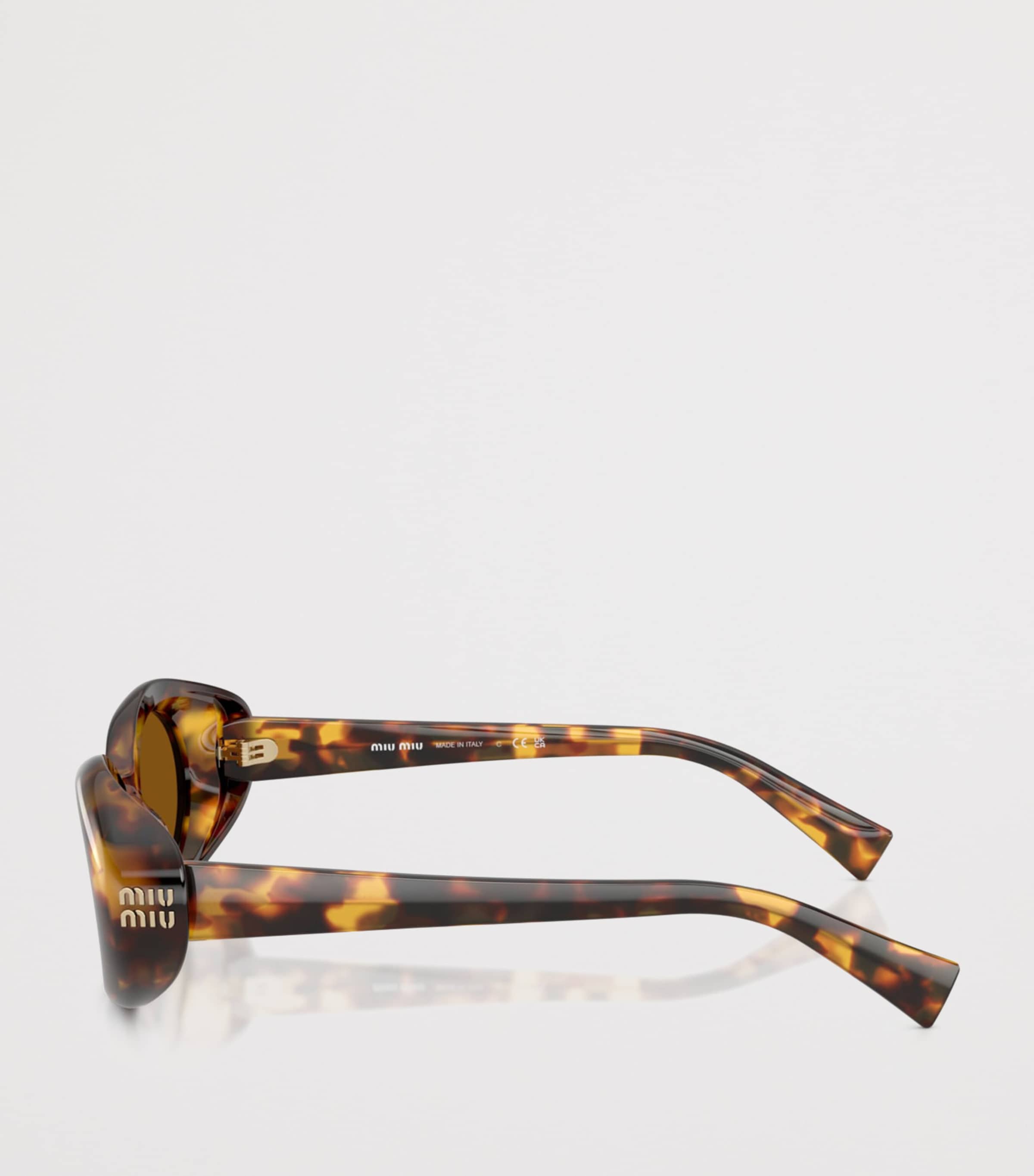 Miu Miu Oval Wrap-Around Sunglasses Brown Image 3