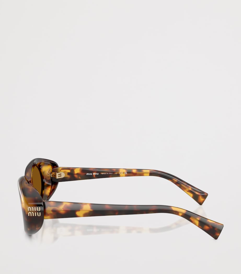 Miu Miu Oval Wrap-Around Sunglasses Brown Image 3