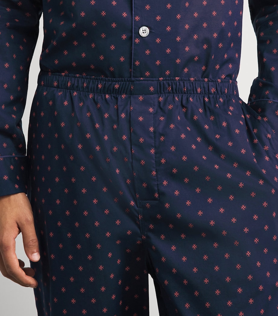 Derek Rose Mens Nelson Classic Pyjama Set Nav Image 5
