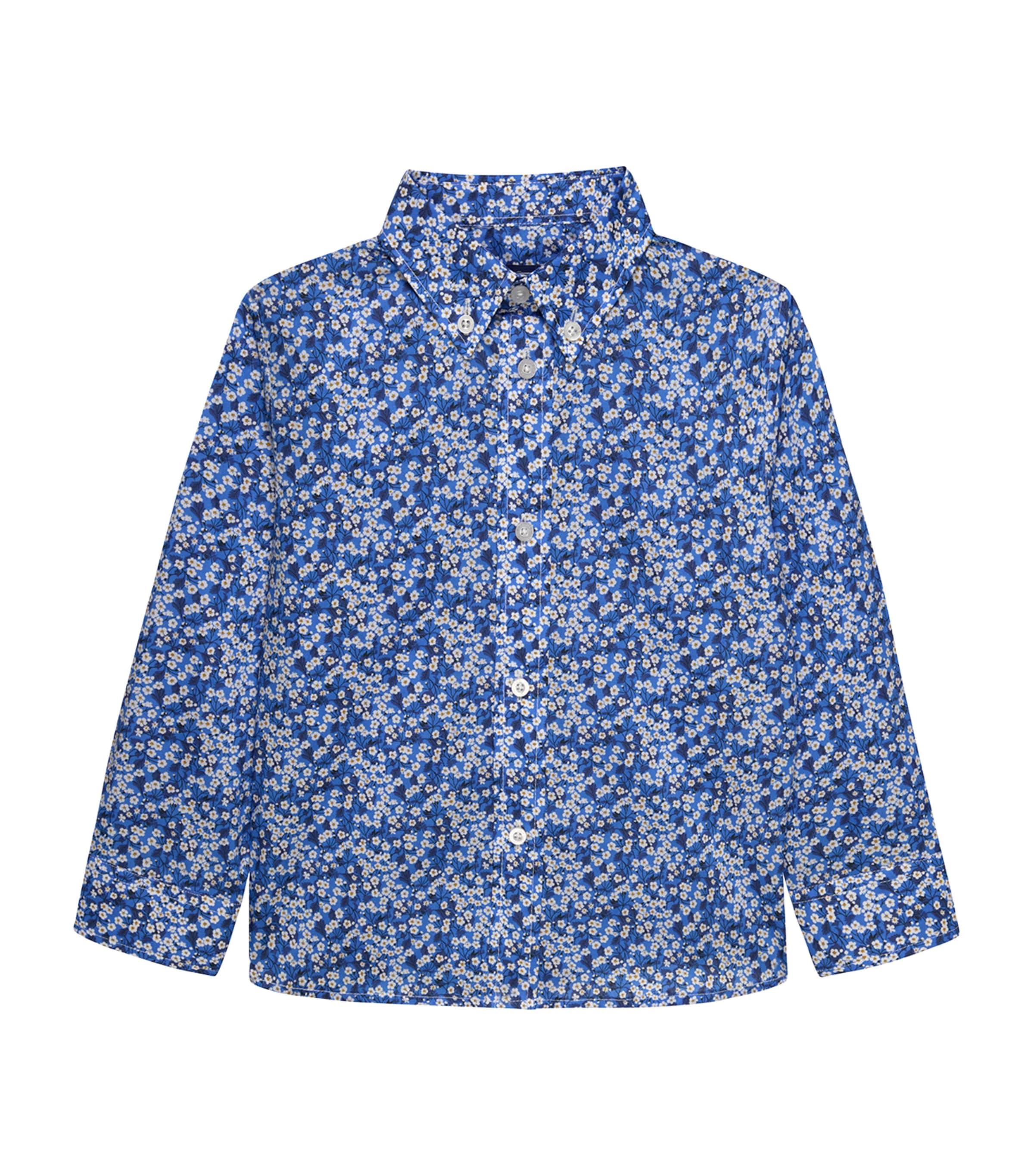 Trotters Cotton Floral Mitsi Shirt (6-11 Years) Blue Image 1