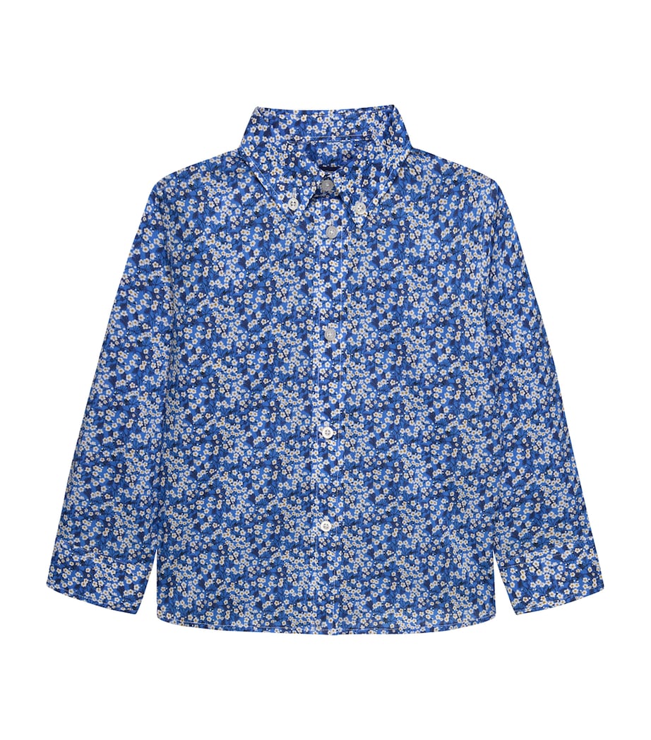 Trotters Cotton Floral Mitsi Shirt (6-11 Years) Blue Image 1