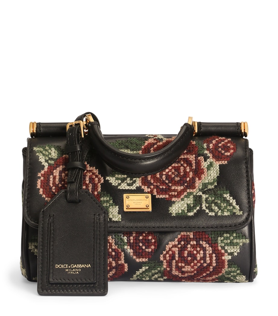 Dolce&Gabbana Mini Leather Embroidered My Sicily Top-Handle Bag Multicolor Image 1