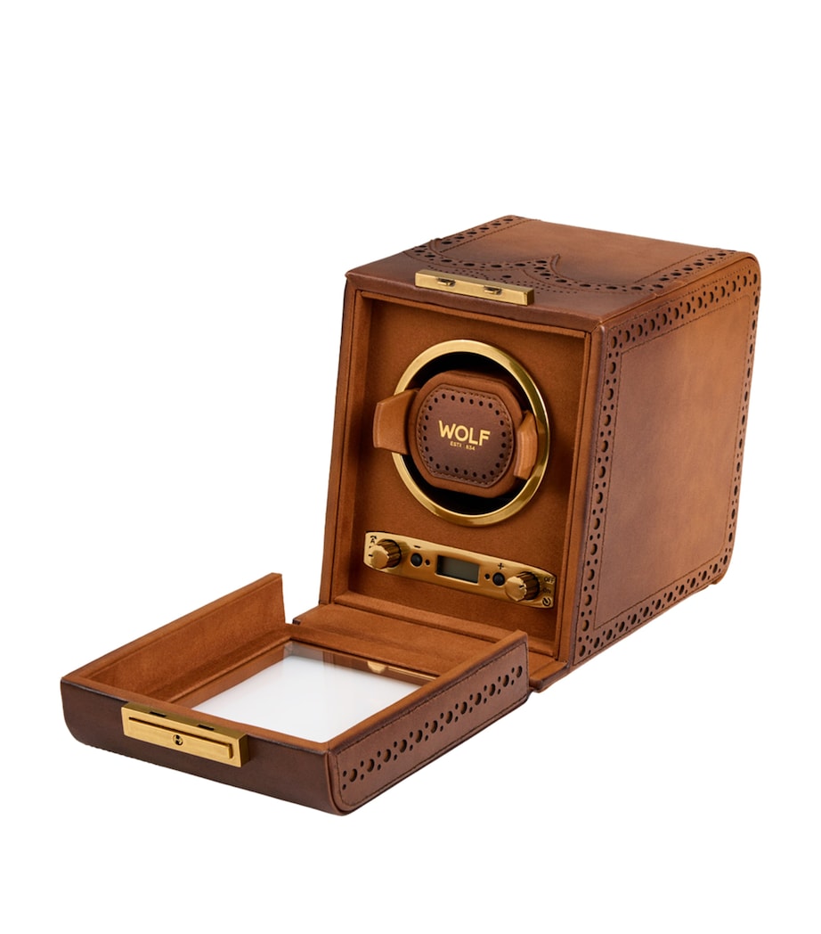 WOLF Brogue Single Watch Winder Burnished Brown Image 2