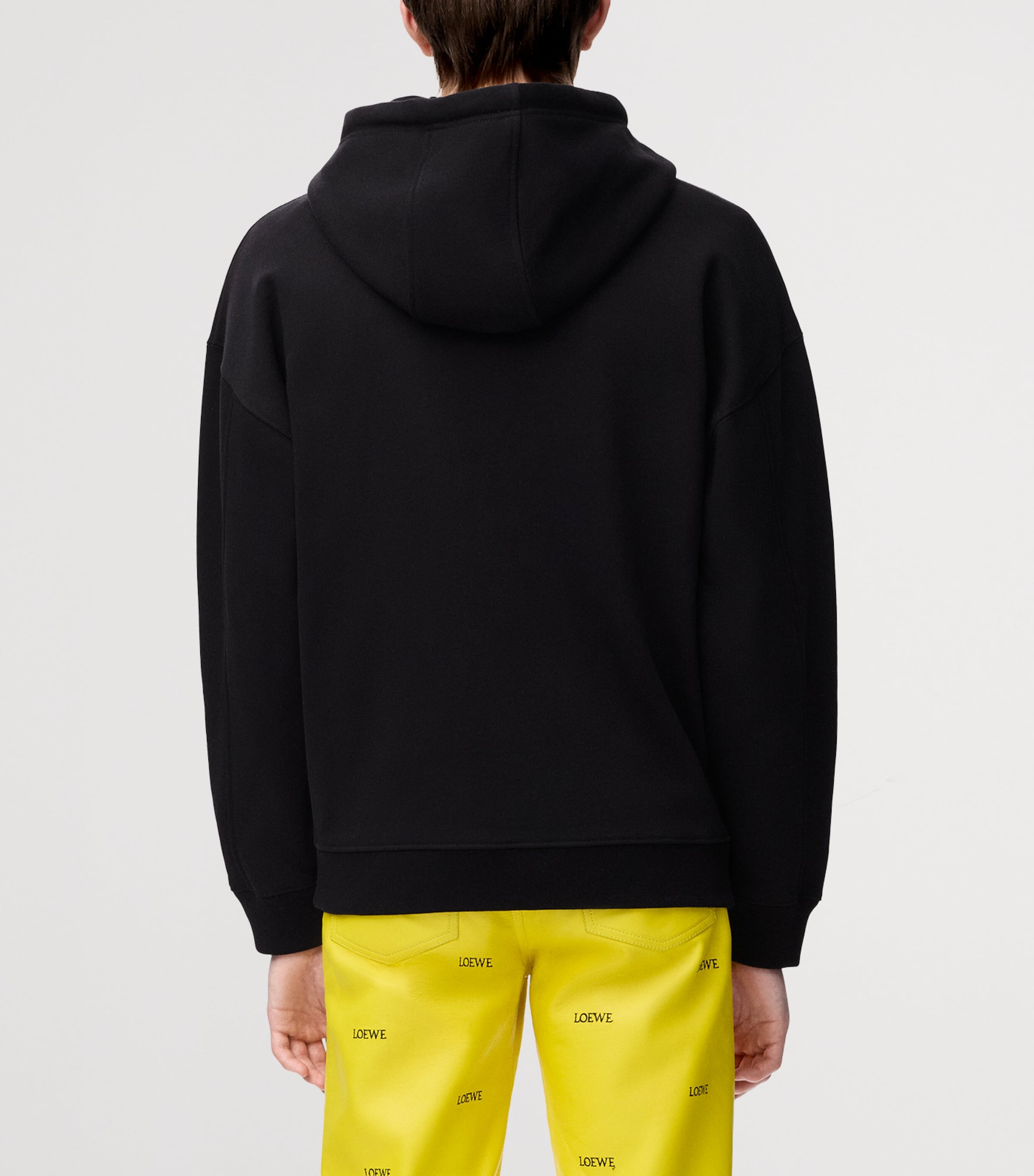 LOEWE Mens Cotton-Blend Anagram Hoodie Black Image 4