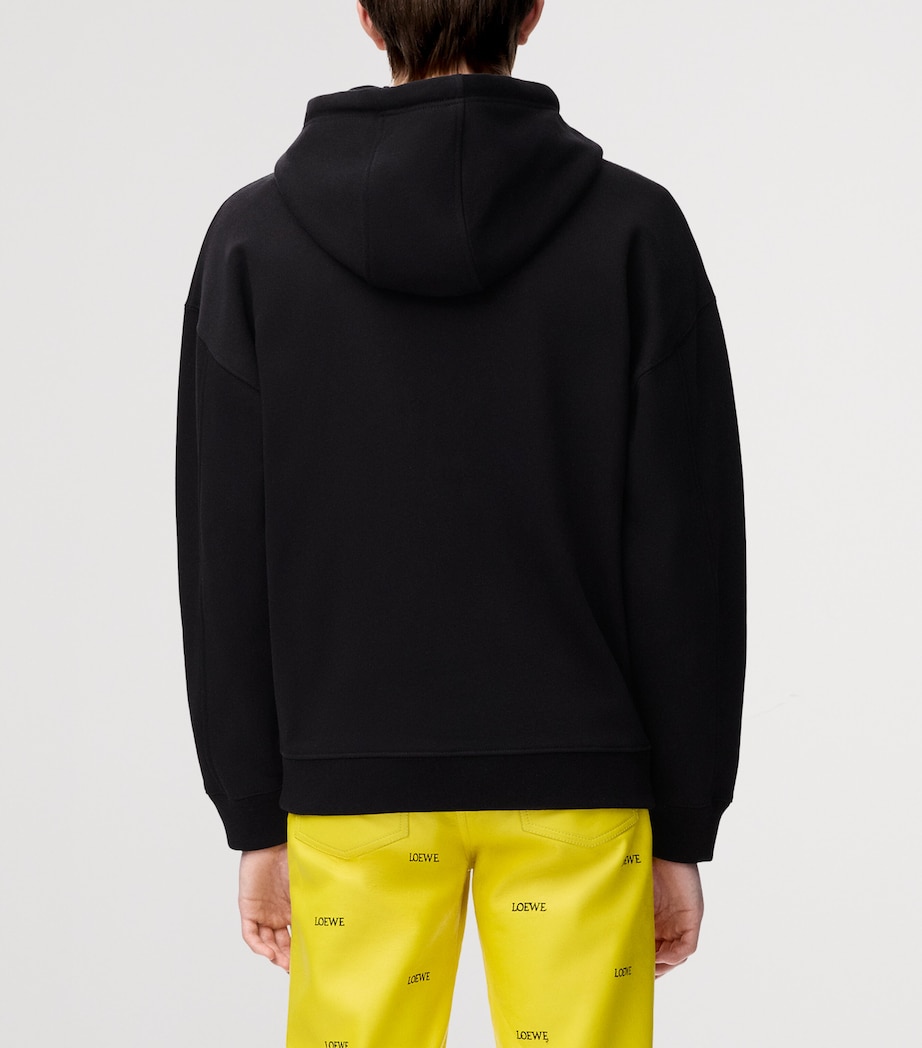 LOEWE Mens Cotton-Blend Anagram Hoodie Black Image 4