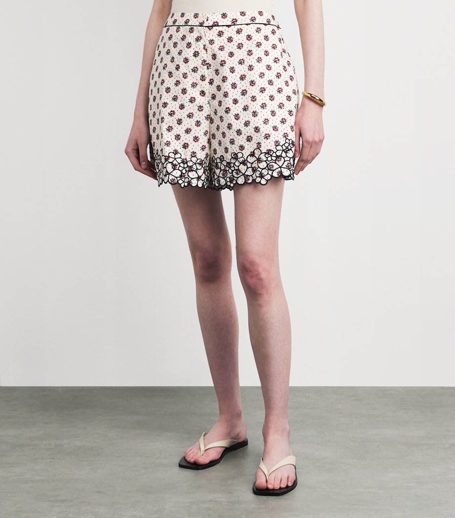 Claudie Pierlot Womens Cotton Poplin Embroidered Shorts Light Print Image 4