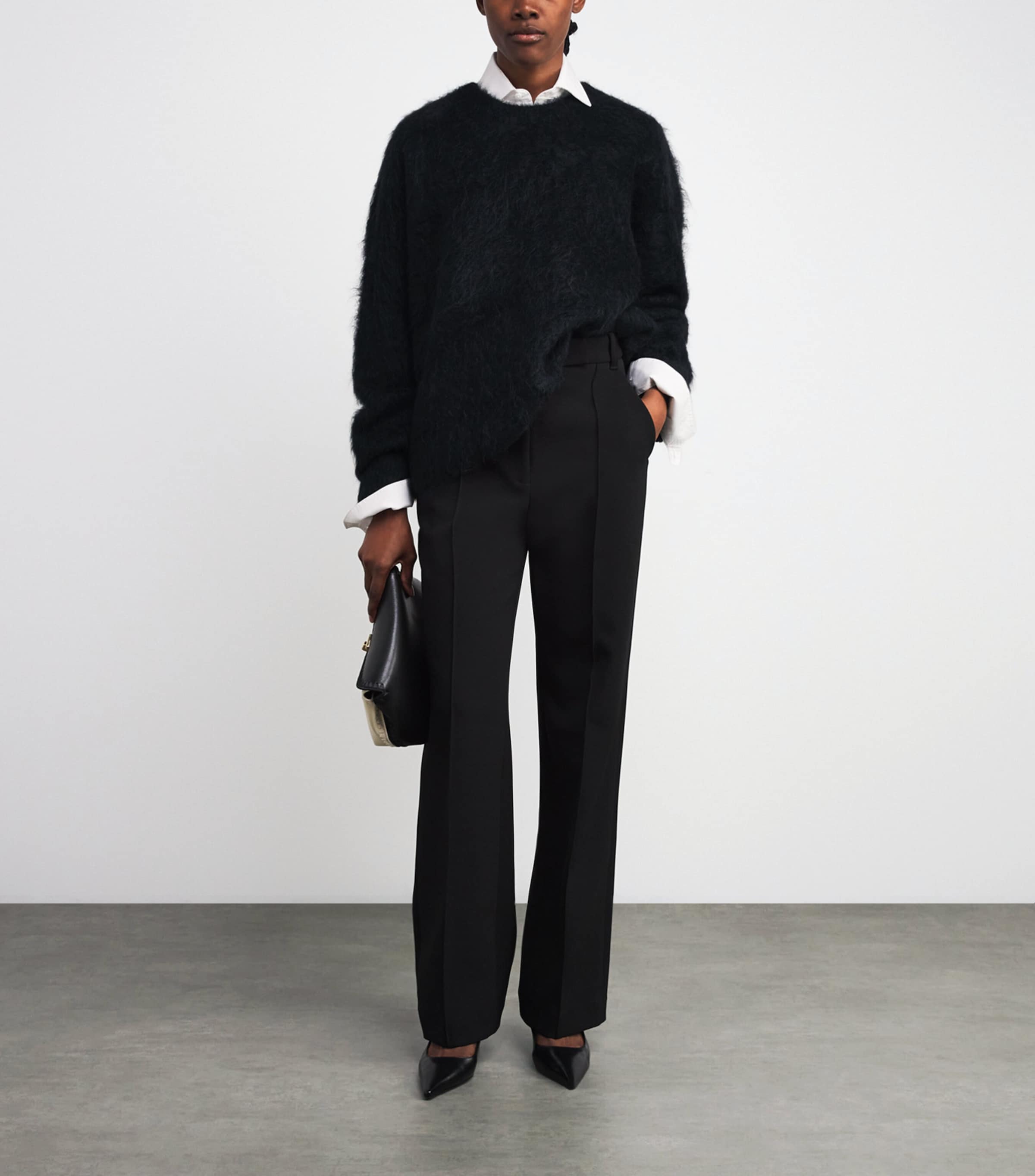 Toteme Womens Alpaca-Blend Boxy Sweater Black Image 2