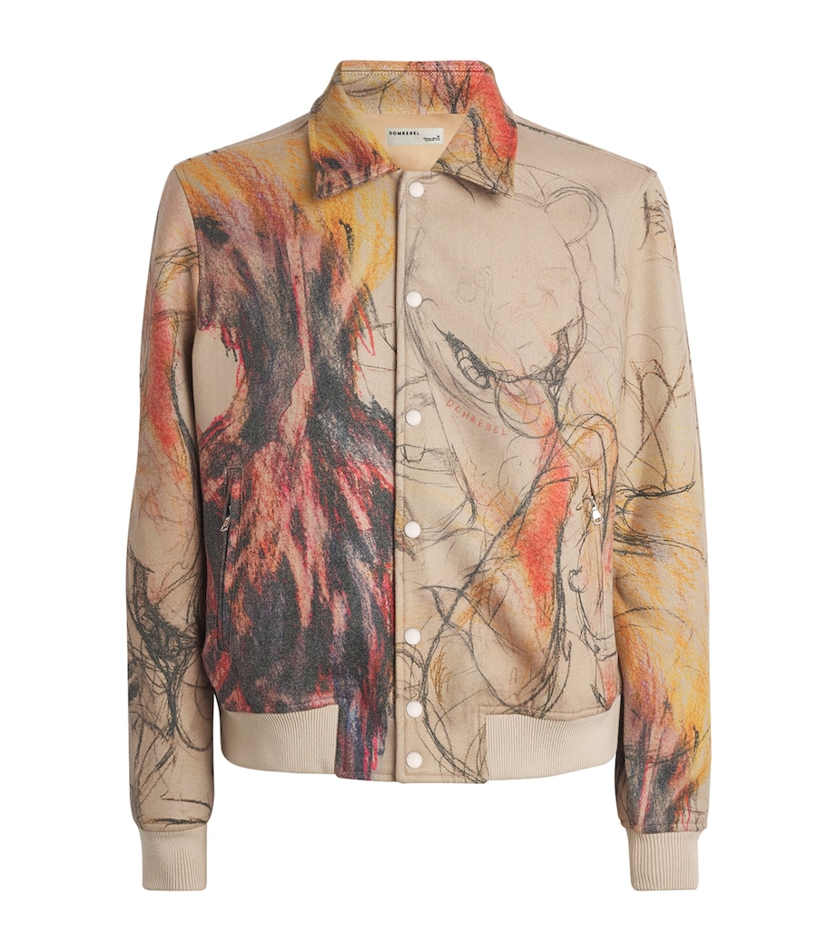 Printed Drafting Bomber Jacket BEIGE Image 1