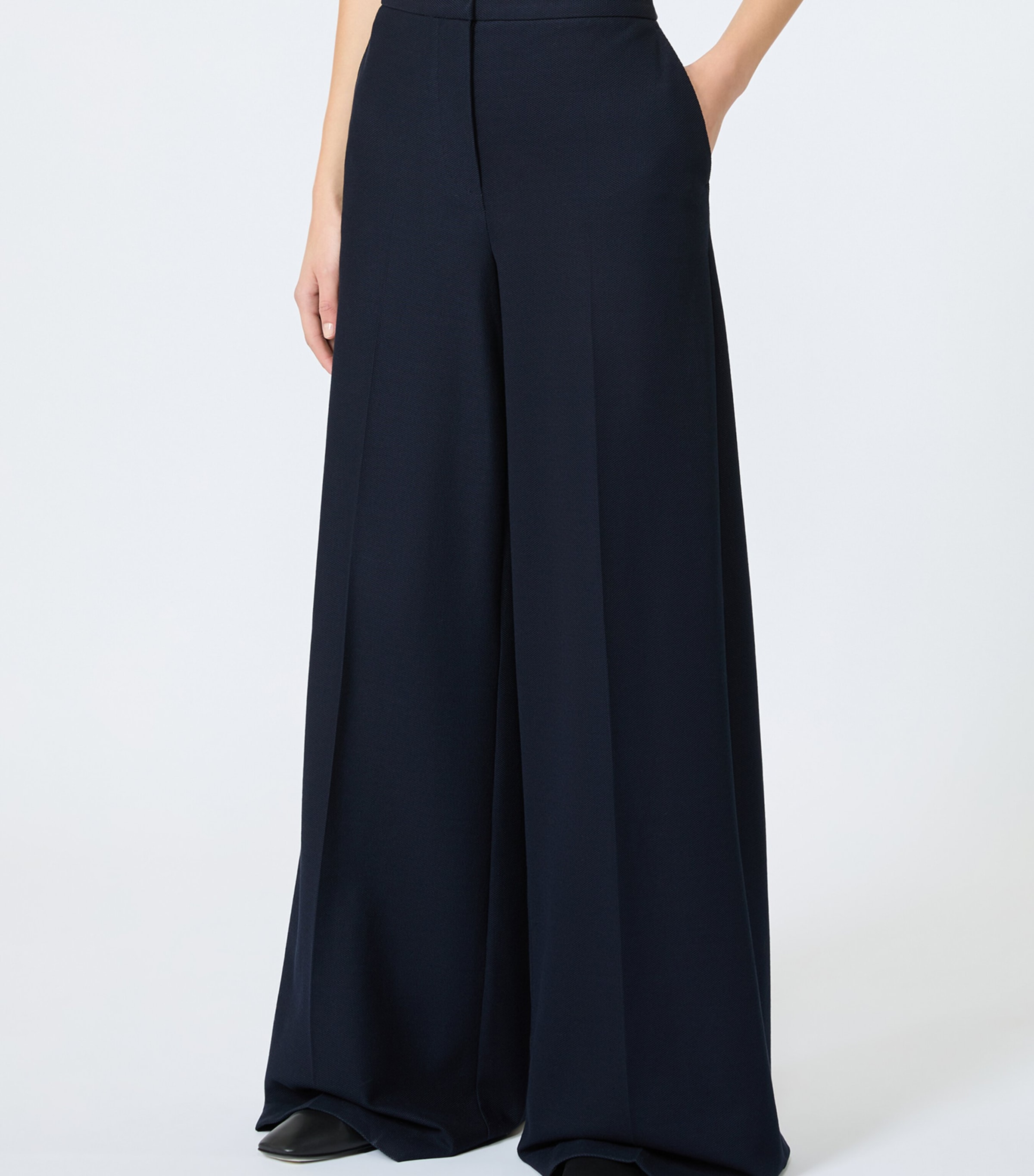 Max Mara Womens Cotton Wide-Leg Trousers Ultramarine Image 3