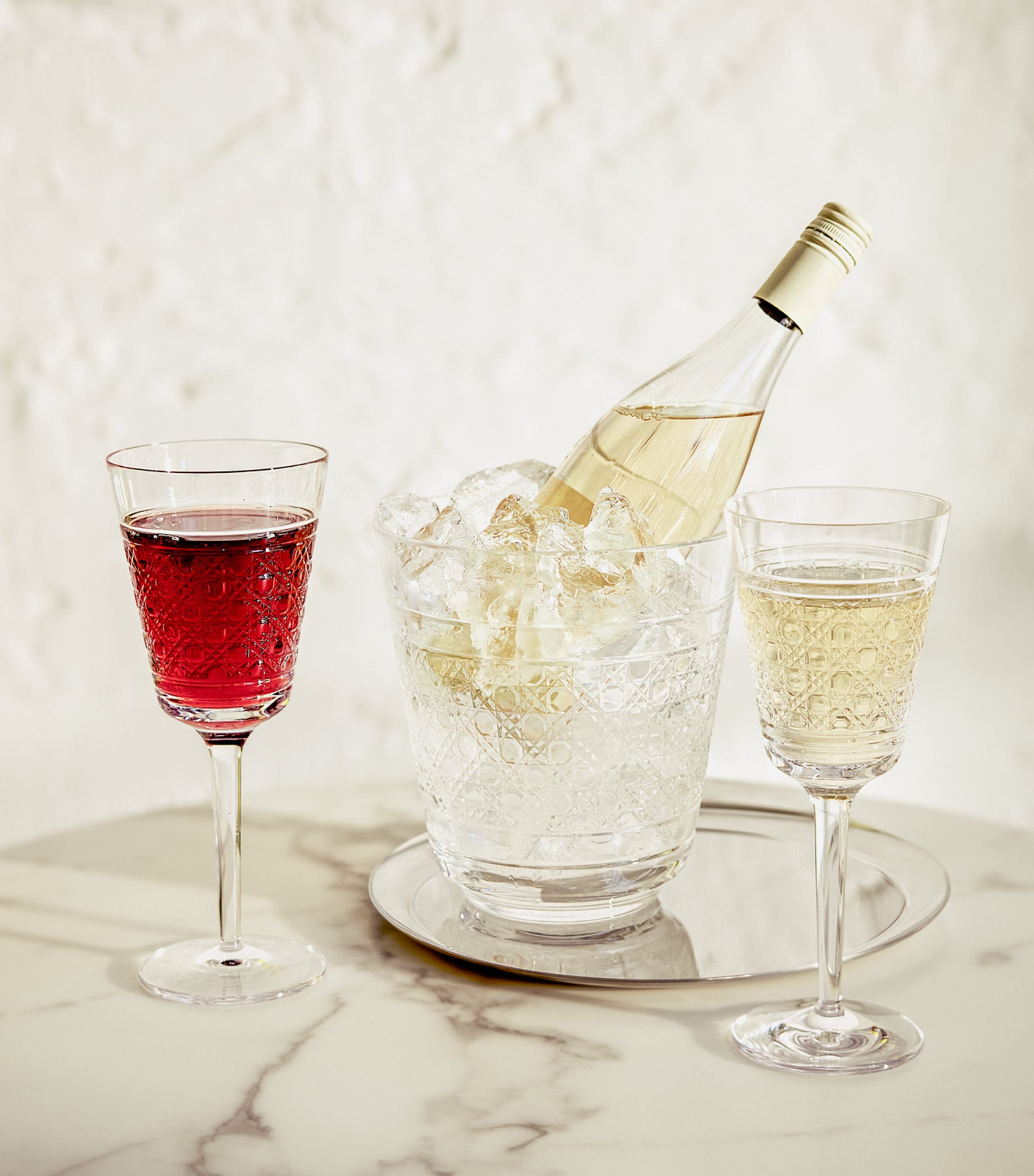Waterford Set Of 2 White Wine Goblets In Transparent